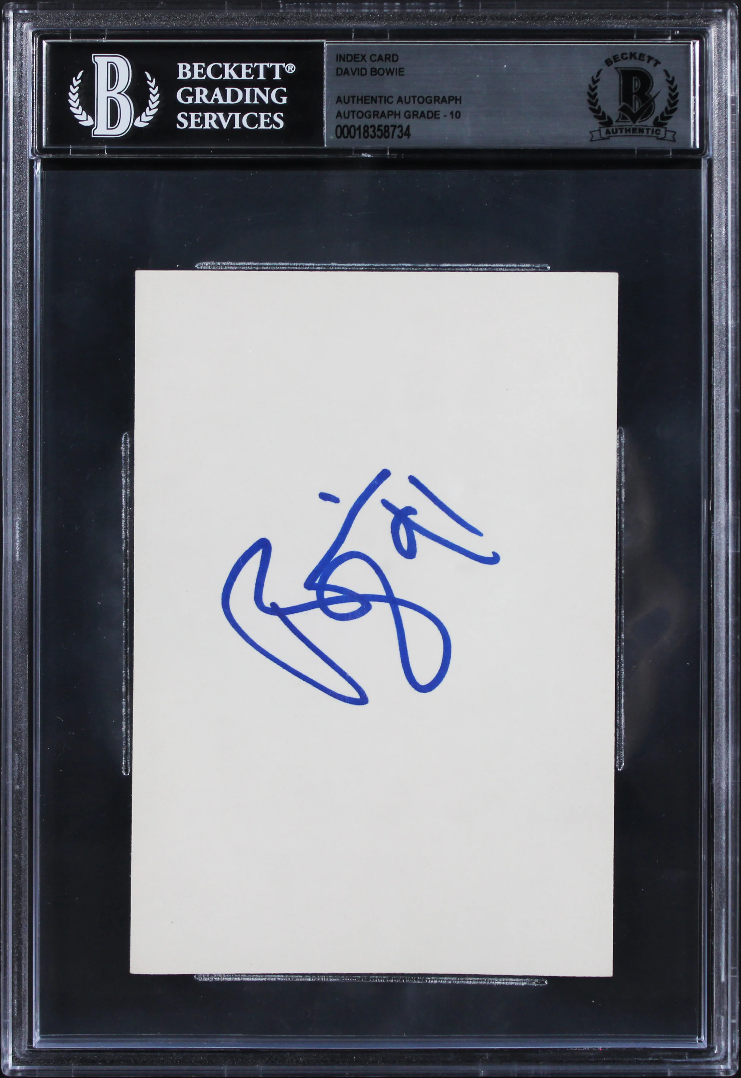 David Bowie "91" Authentic Signed 3x5 Index Card Auto Graded 10! BAS Slabbed