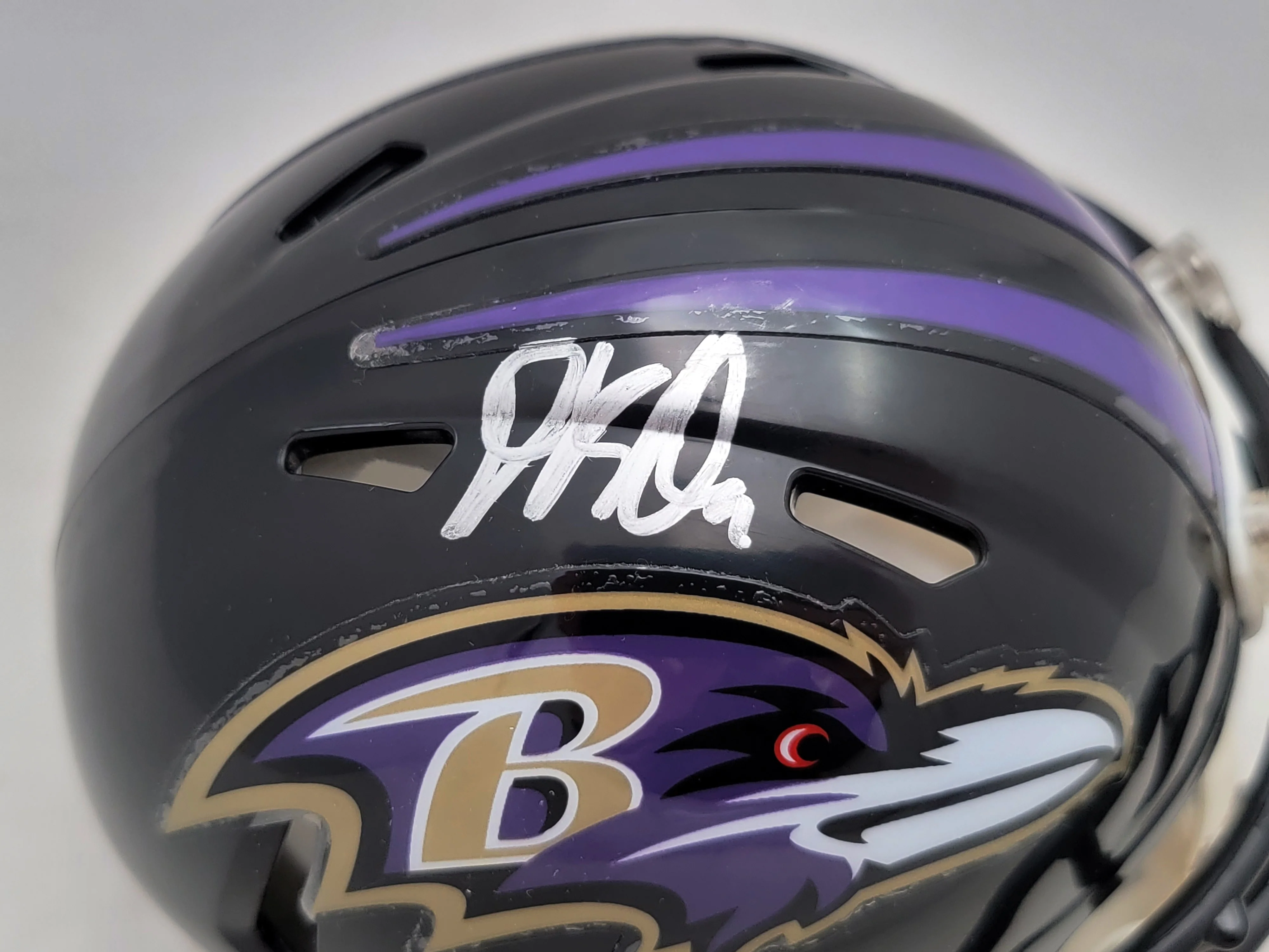 David Ojabo Autographed Baltimore Ravens Black Speed Mini Helmet Beckett BAS QR Stock #206132 - Image 2