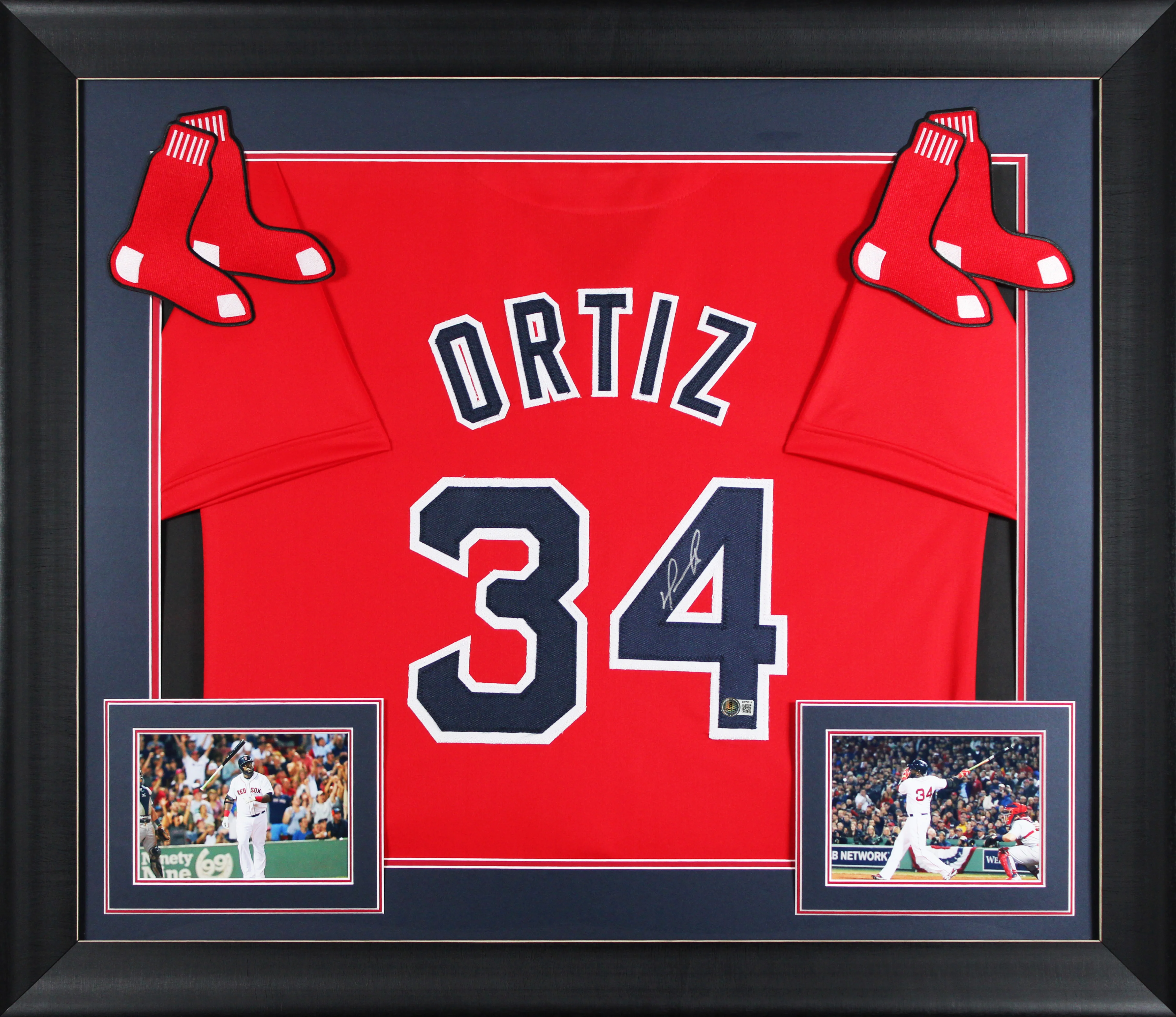 David Ortiz Authentic Signed Red Pro Style Framed Jersey Autographed BAS - Image 2