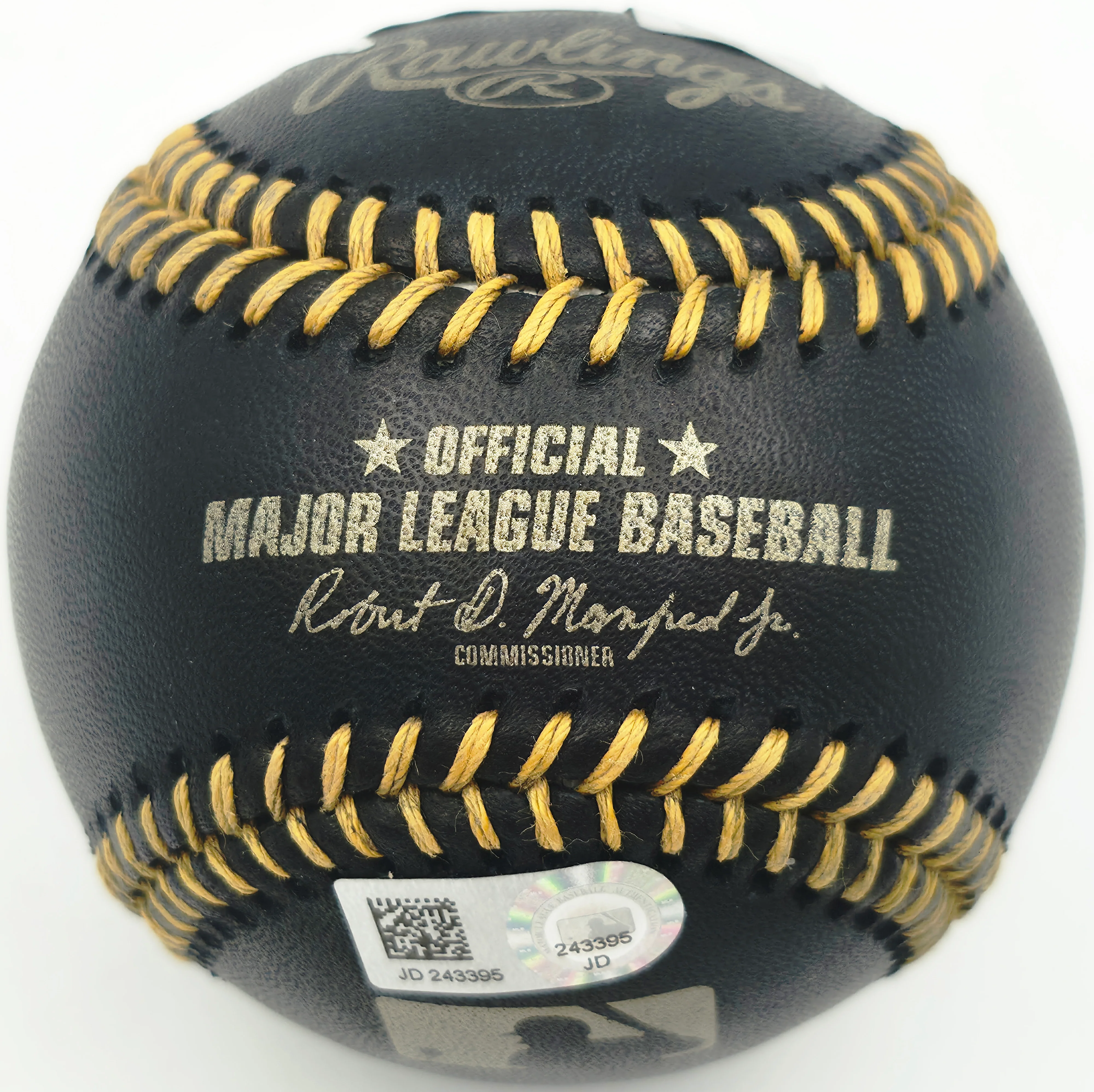 David Ortiz Autographed Official MLB Black Baseball Boston Red Sox (Smudged) MLB Holo #JD243395 - Image 2