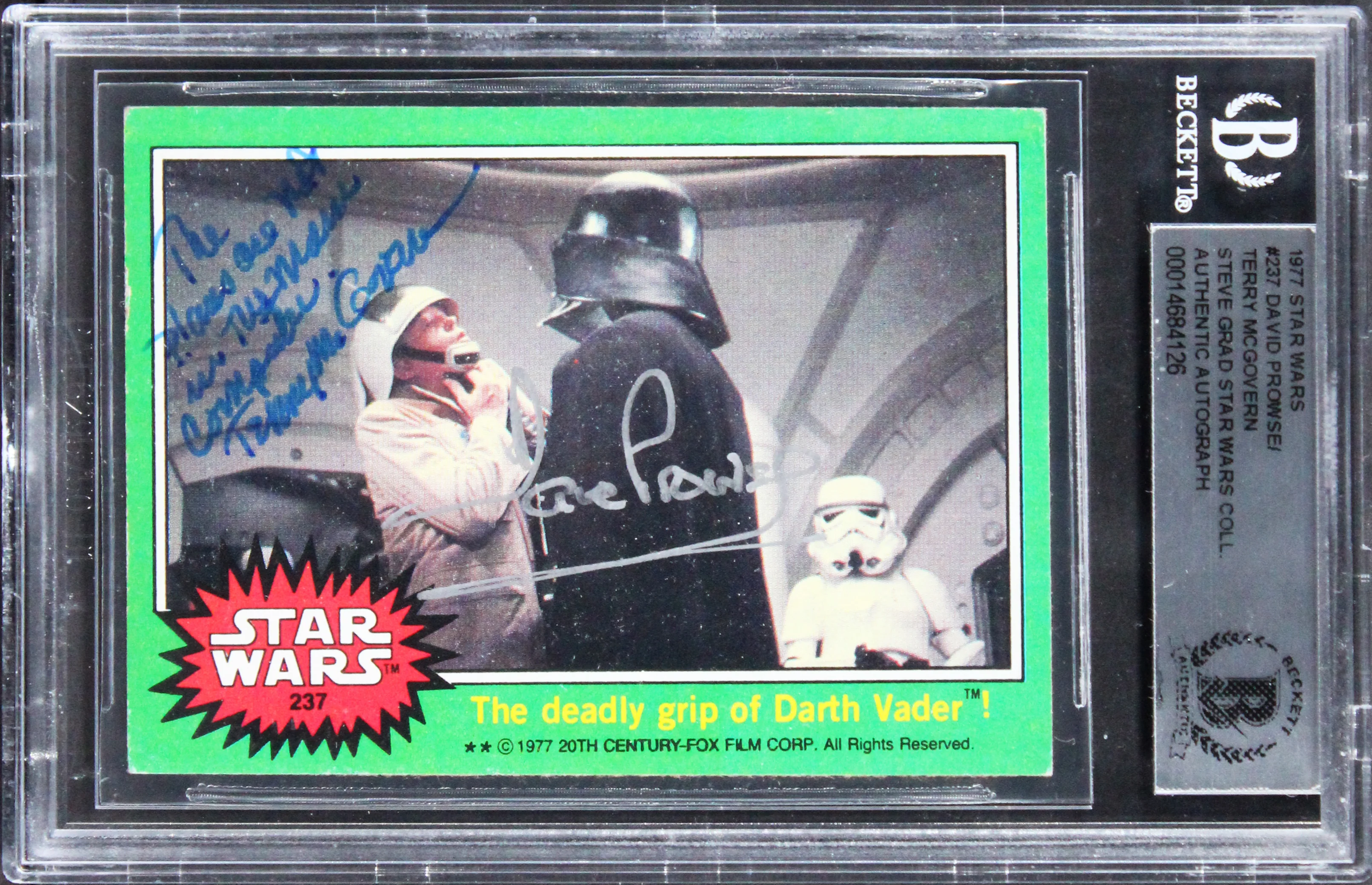 David Prowse & Terry McGovern "w/ Insc" Signed 1977 Star Wars #237 Card BAS Slab - Image 2