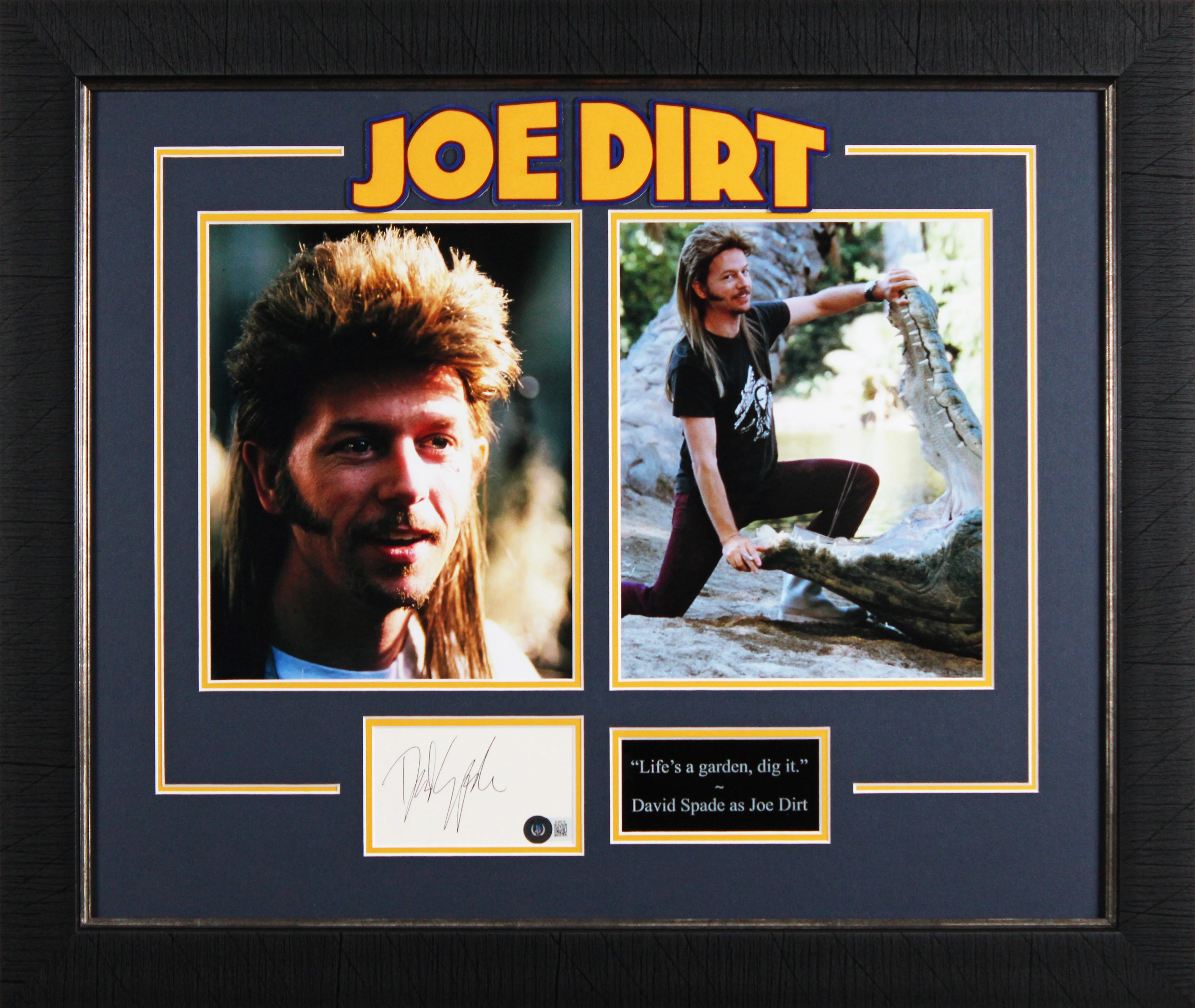 David Spade Joe Dirt Authentic Signed & Framed 3x5 Index Card Autographed BAS - Image 2