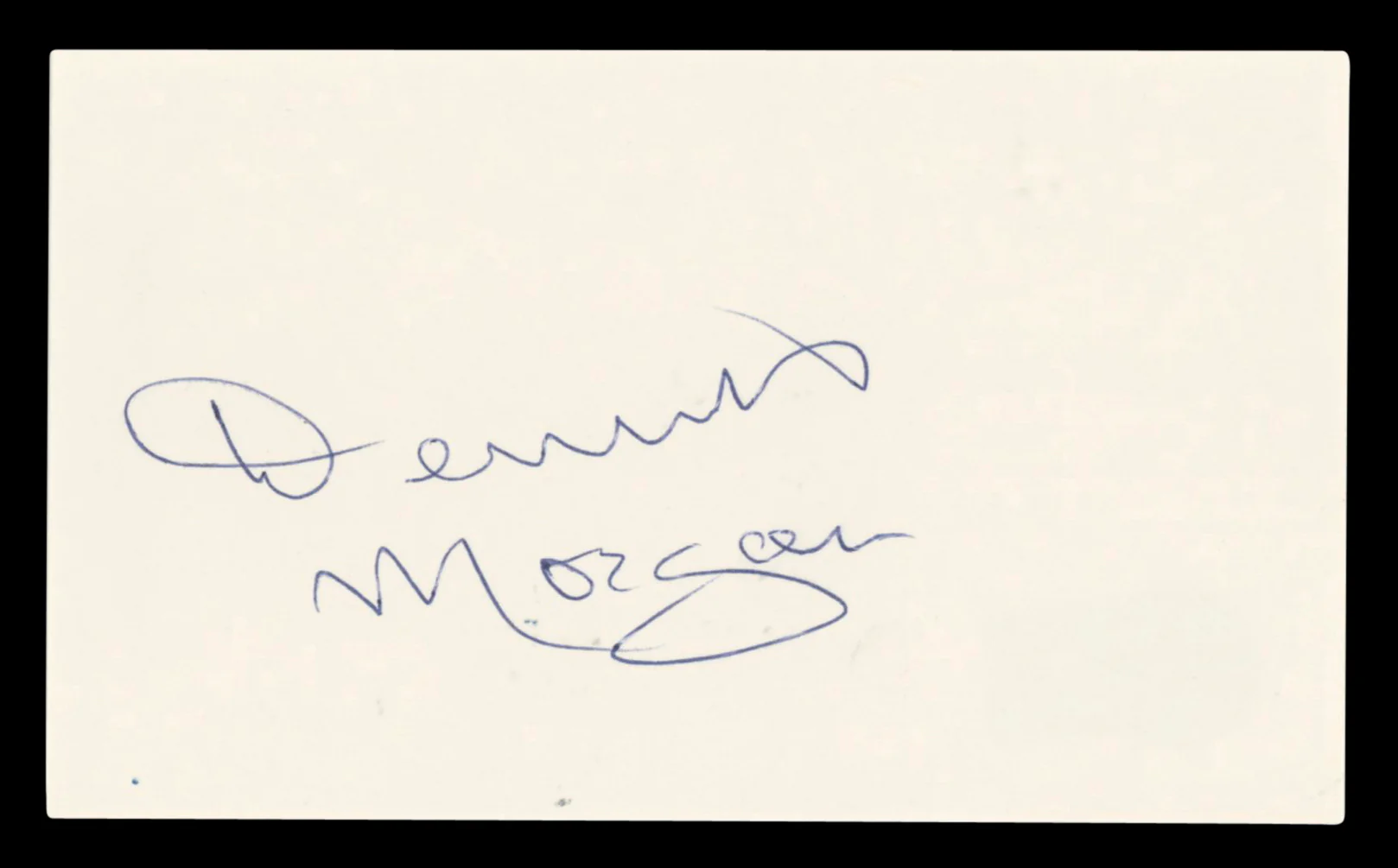 Dennis Morgan Christmas in Connecticut Signed 3x5 Index Card BAS #BV03083