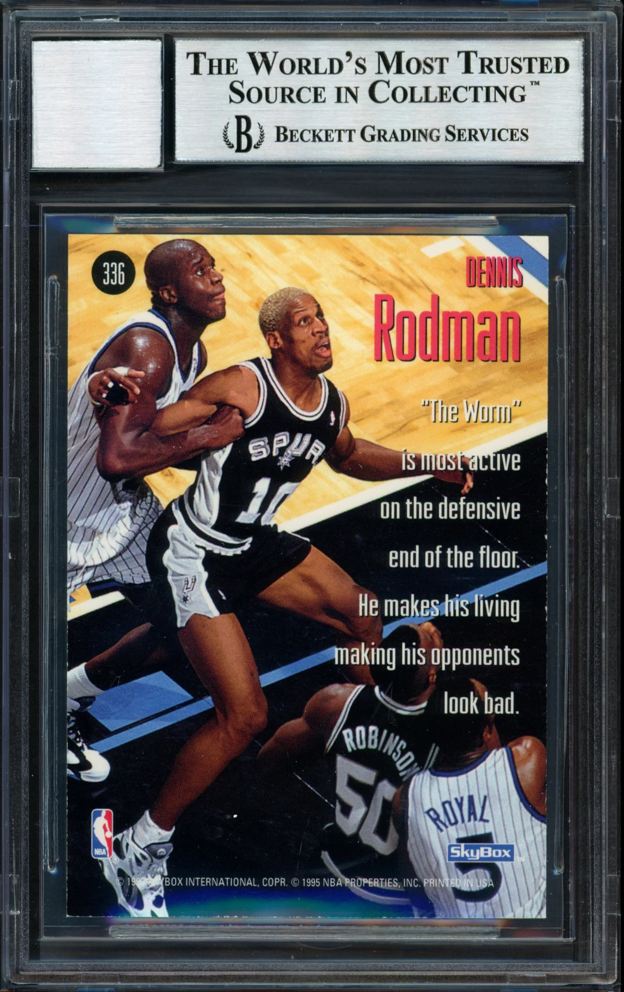 Dennis Rodman Autographed 1994-95 Skybox Card #336 San Antonio Spurs Auto Grade 10 Beckett BAS #12518903 - Image 2