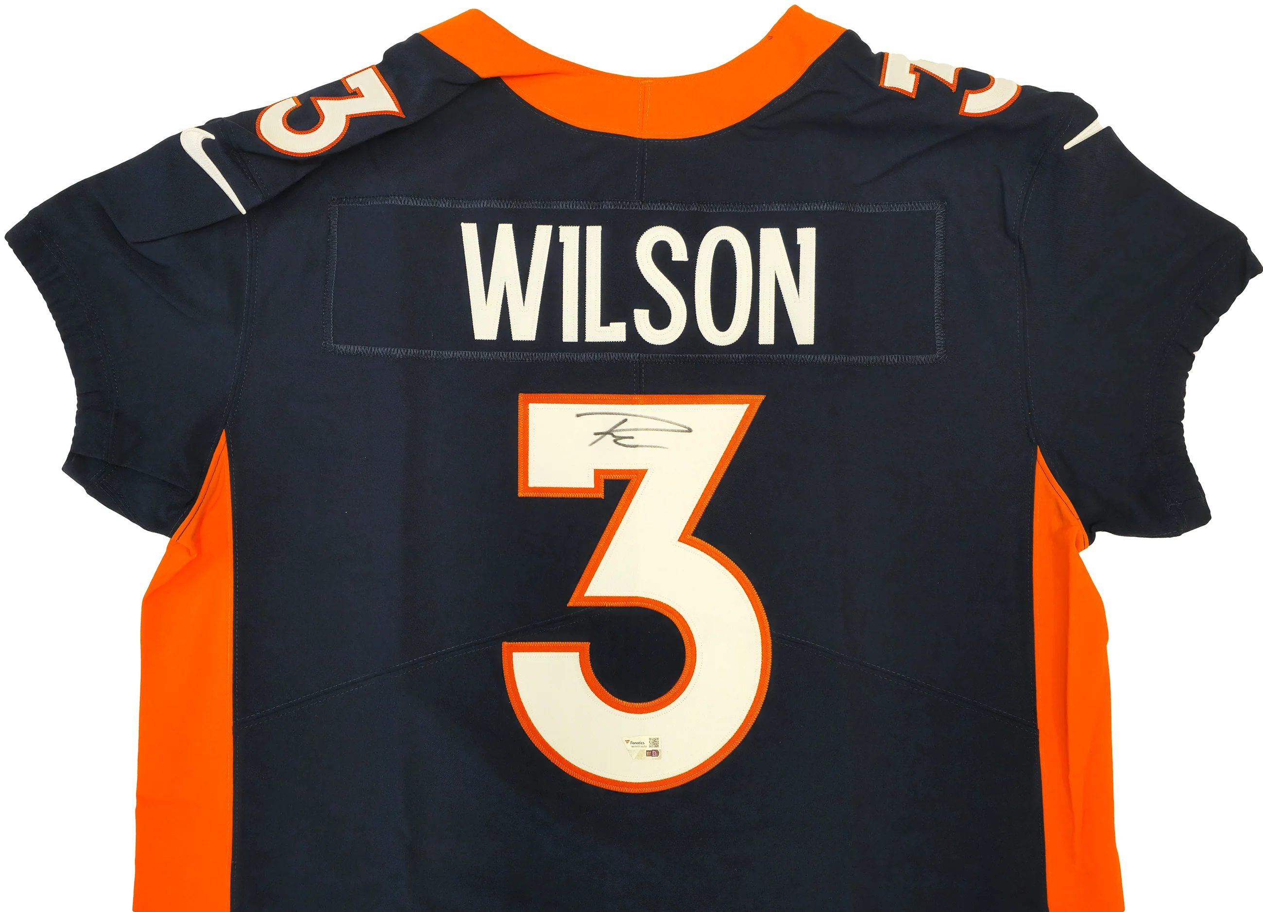 Denver Broncos Russell Wilson Autographed Blue Nike Elite Jersey Size 48 Fanatics Holo Stock #227954 - Image 3