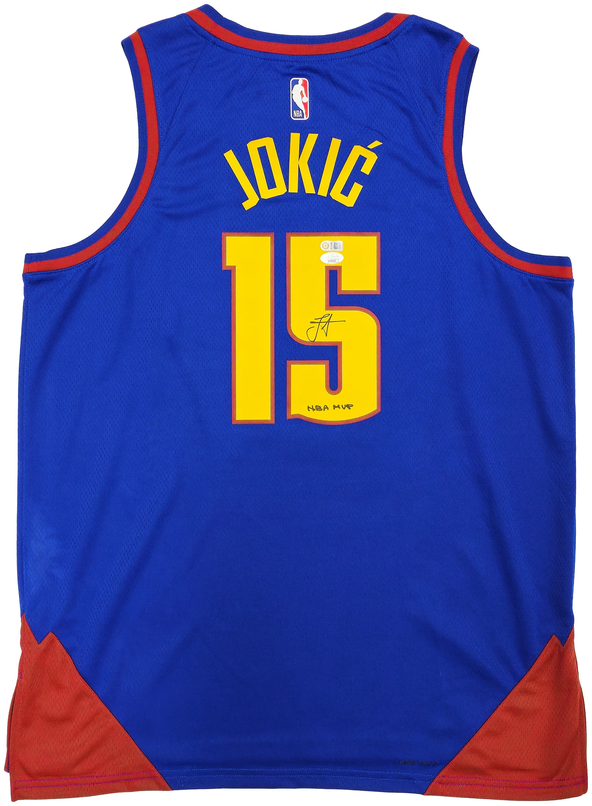 Denver Nuggets Nikola Jokic Autographed Blue Nike Statement Edition Jersey Size 52 "NBA MVP" JSA Stock #235475 - Image 2