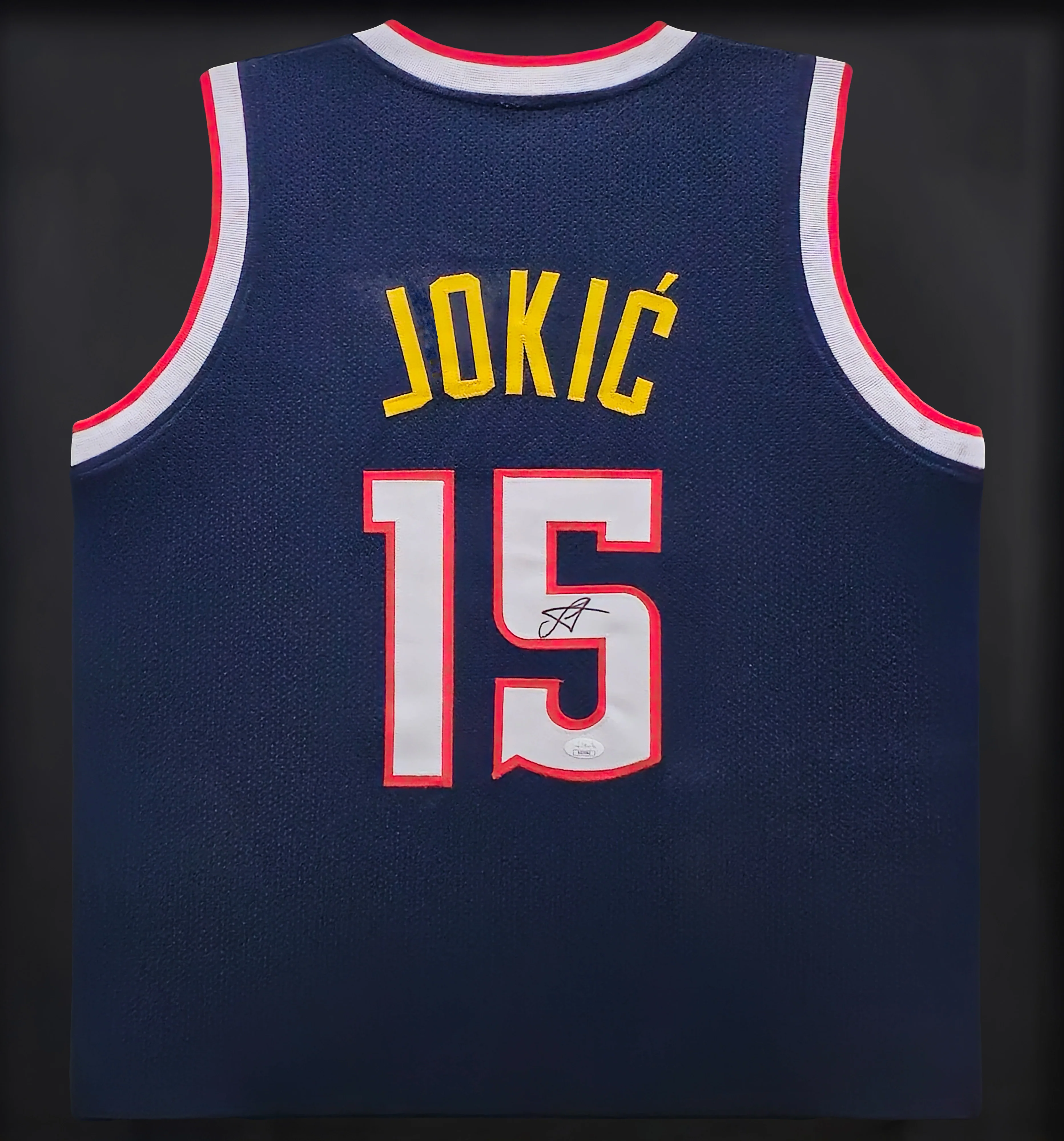 Denver Nuggets Nikola Jokic Autographed Framed Blue Jersey JSA Stock #238359 - Image 2