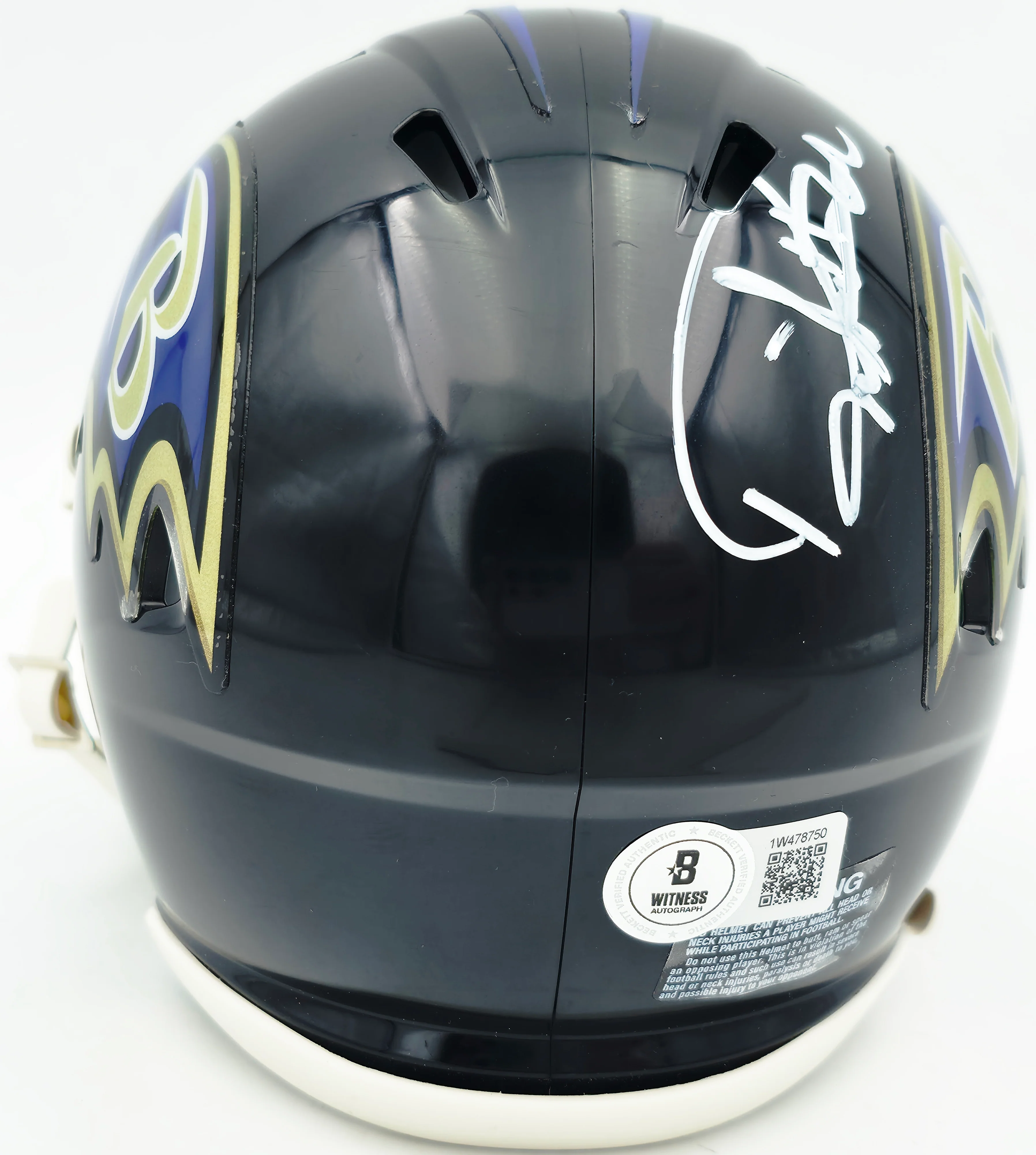 Derrick Henry Autographed Baltimore Ravens Black Speed Mini Helmet Beckett BAS Witness Stock #261817 - Image 4