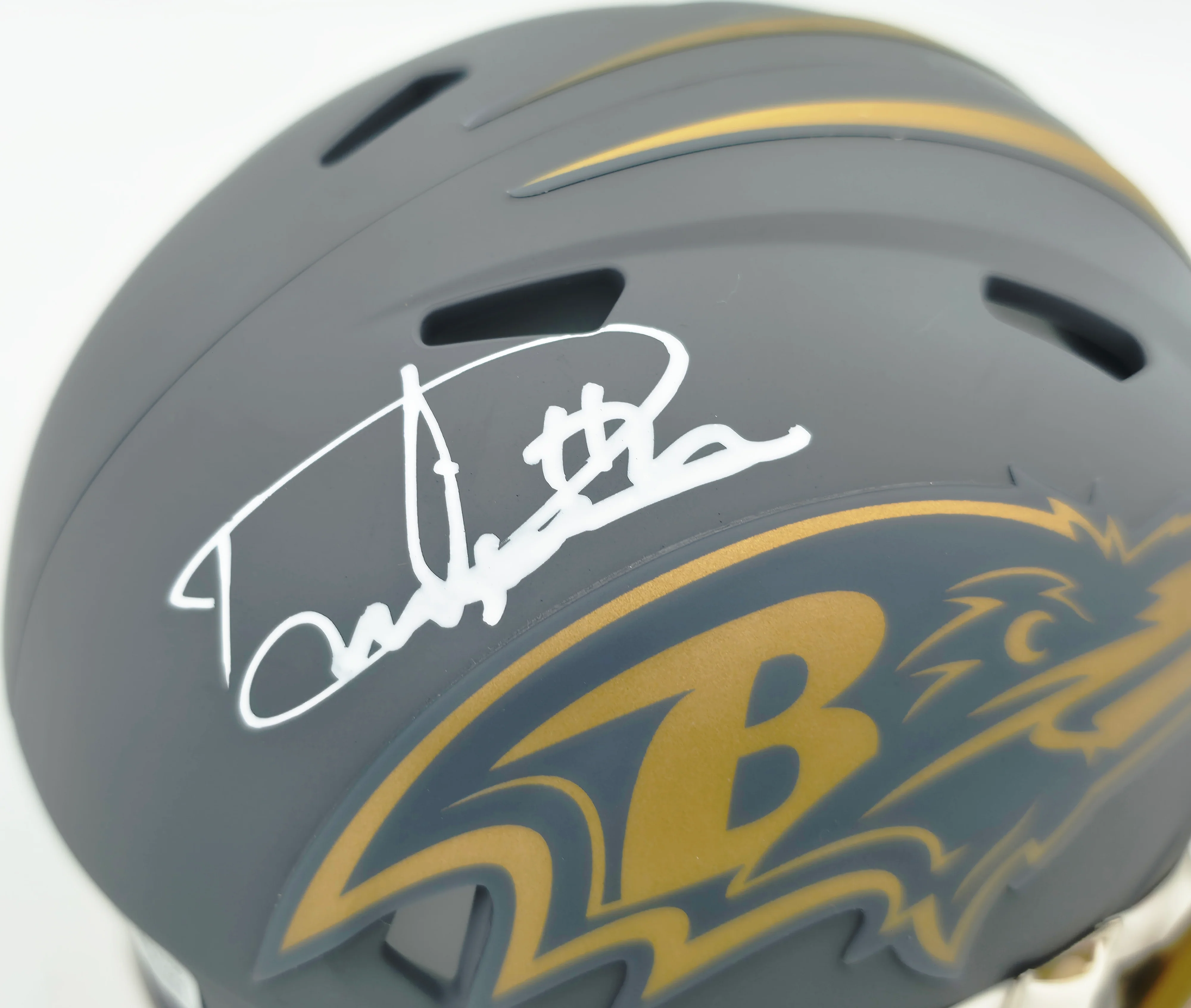 Derrick Henry Autographed Baltimore Ravens Slate Gray Speed Mini Helmet Beckett BAS Witness Stock #261818 - Image 2