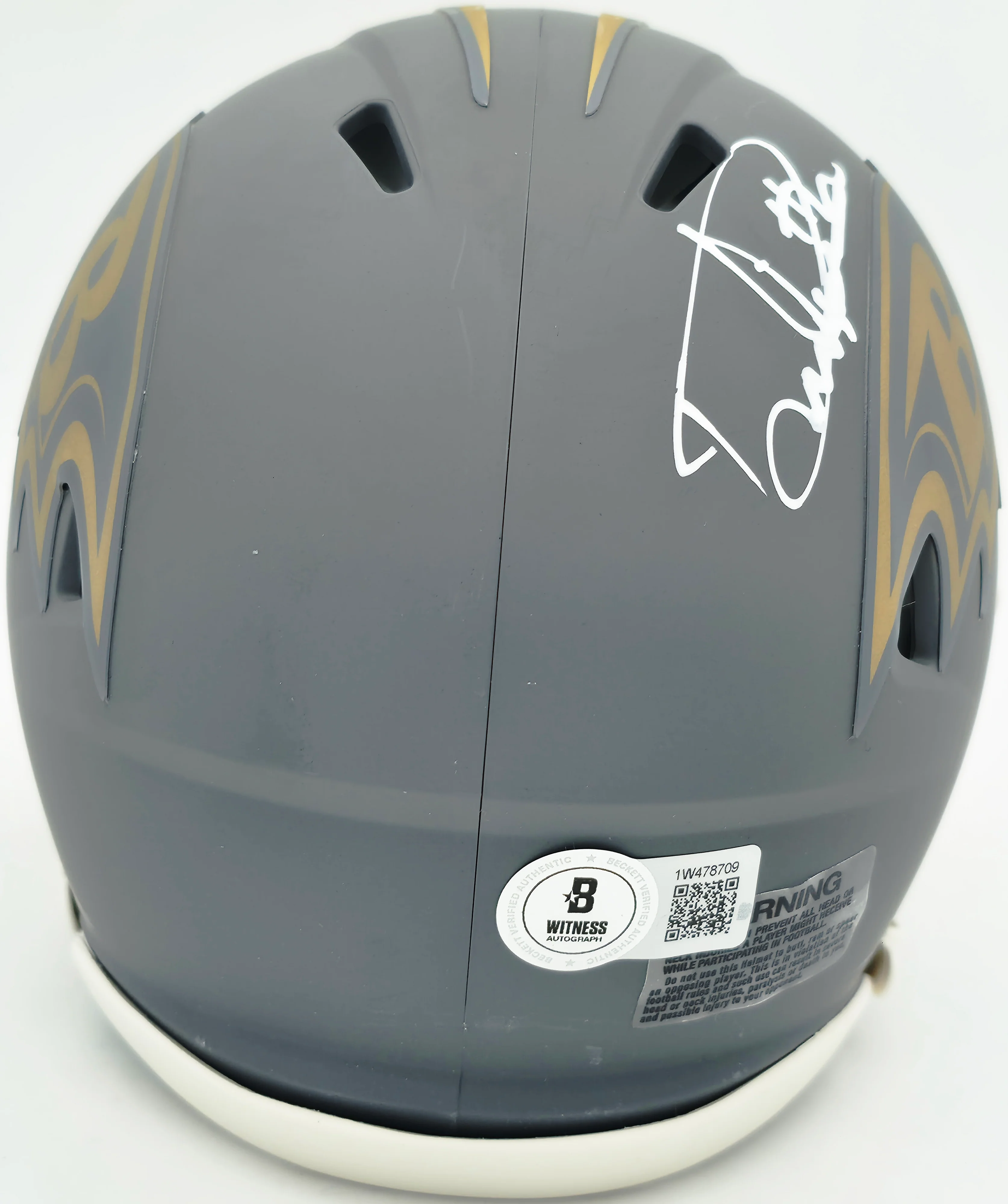 Derrick Henry Autographed Baltimore Ravens Slate Gray Speed Mini Helmet Beckett BAS Witness Stock #261818 - Image 4