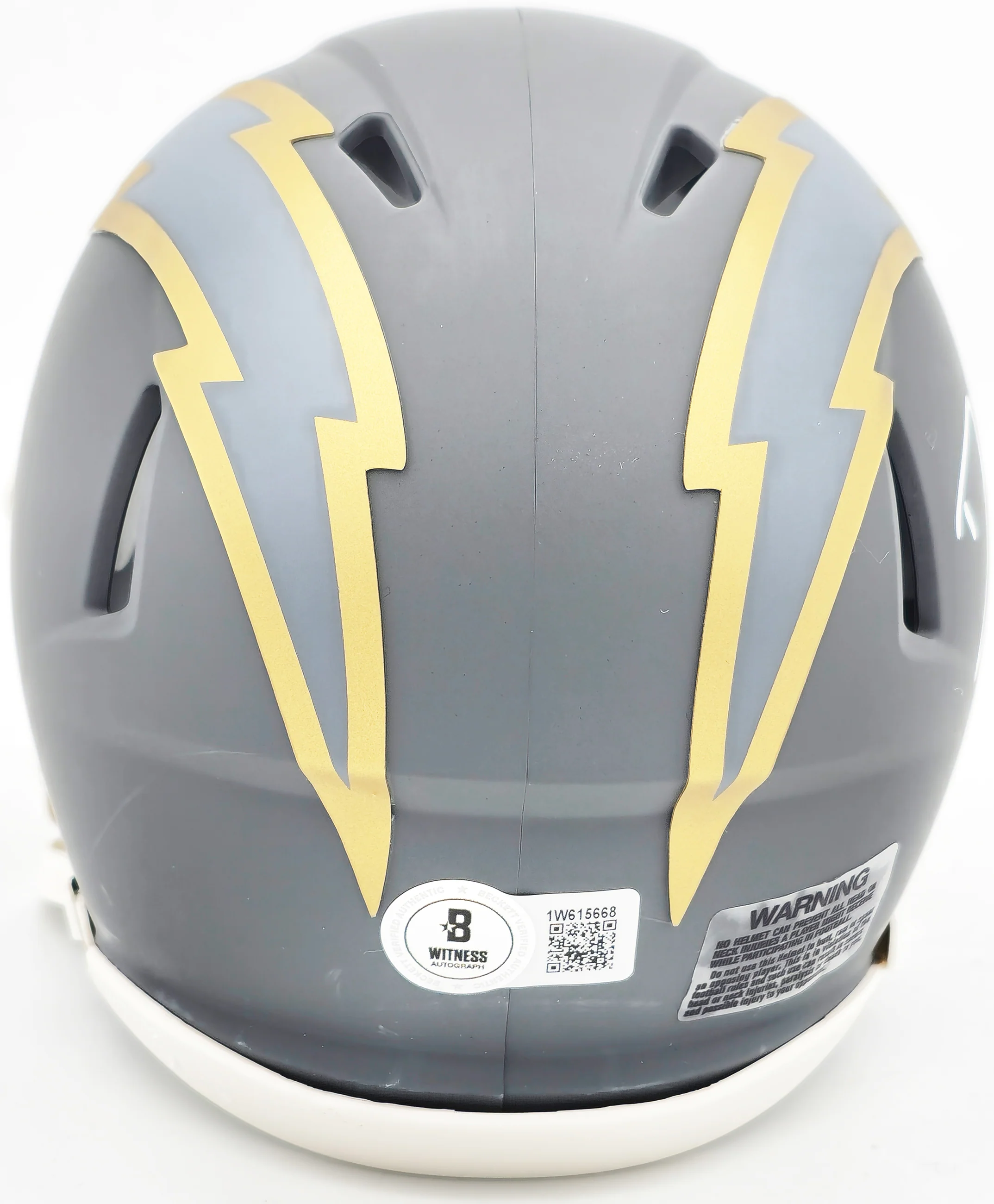 Derwin James Jr. Autographed Los Angeles Chargers Slate Gray Speed Mini Helmet Beckett BAS Witness Stock #230073 - Image 4