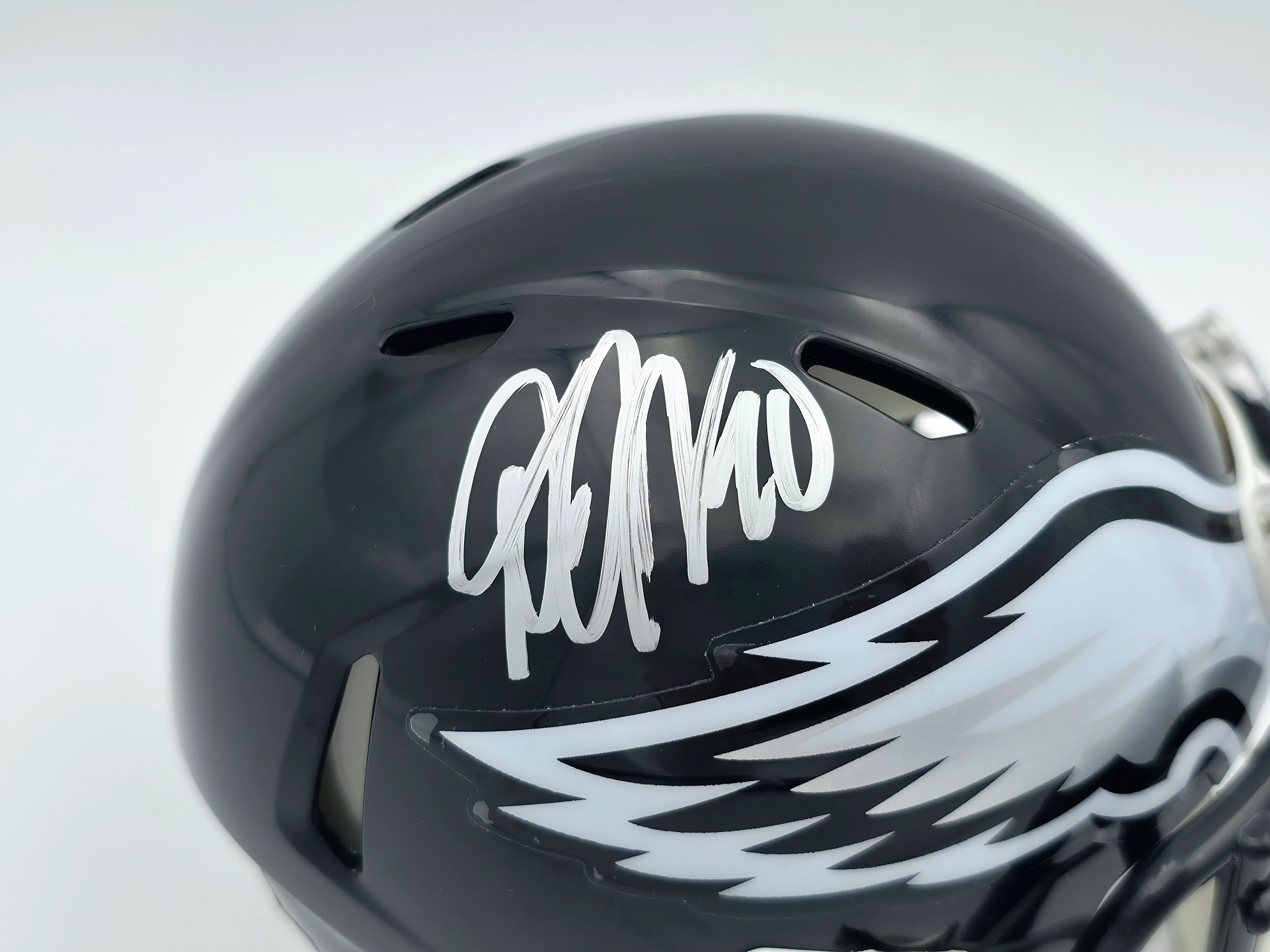 DeSean Jackson Autographed Philadelphia Eagles 2022 Alternate Black Speed Mini Helmet Beckett BAS Witness Stock #243642 - Image 2