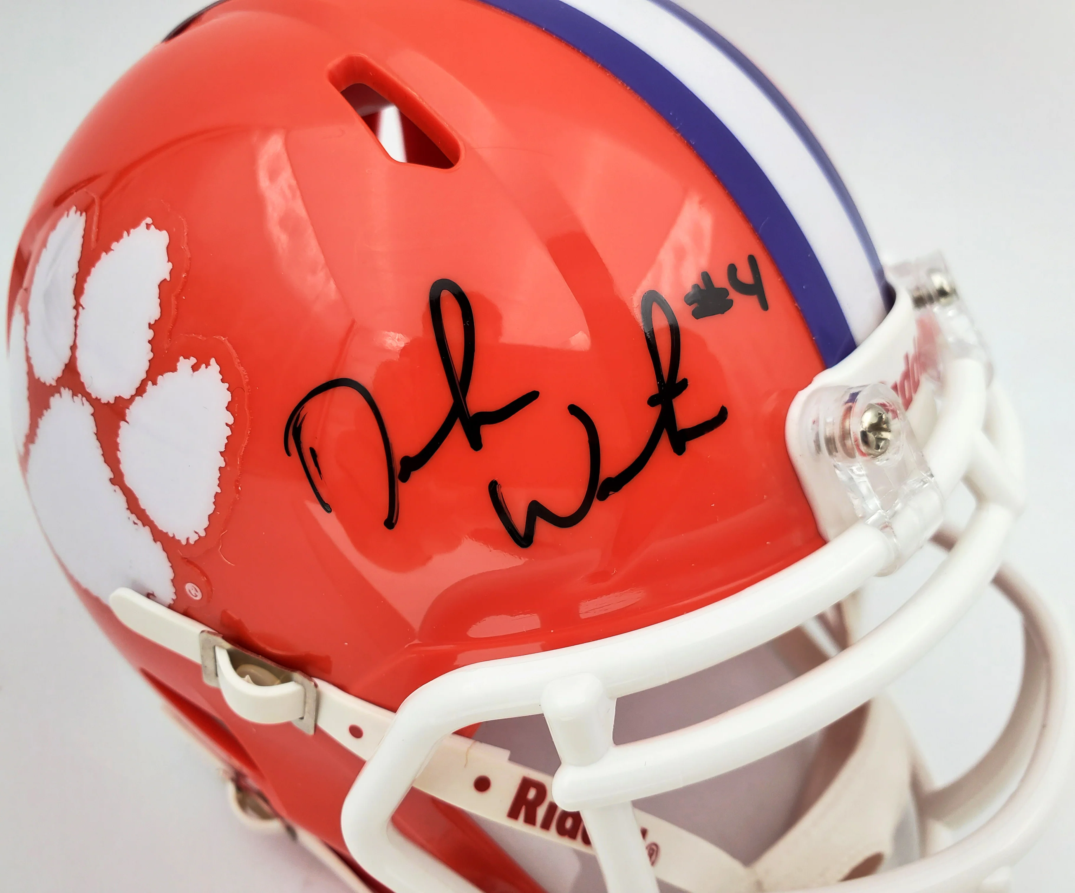 Deshaun Watson Autographed Clemson Tigers Orange Speed Mini Helmet Beckett BAS Stock #113704 - Image 2