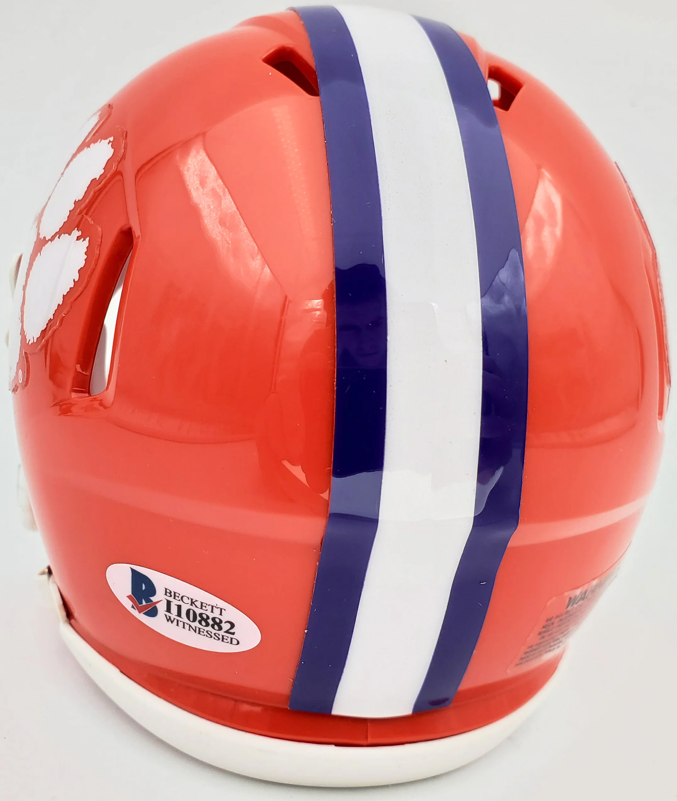 Deshaun Watson Autographed Clemson Tigers Orange Speed Mini Helmet Beckett BAS Stock #113704 - Image 3