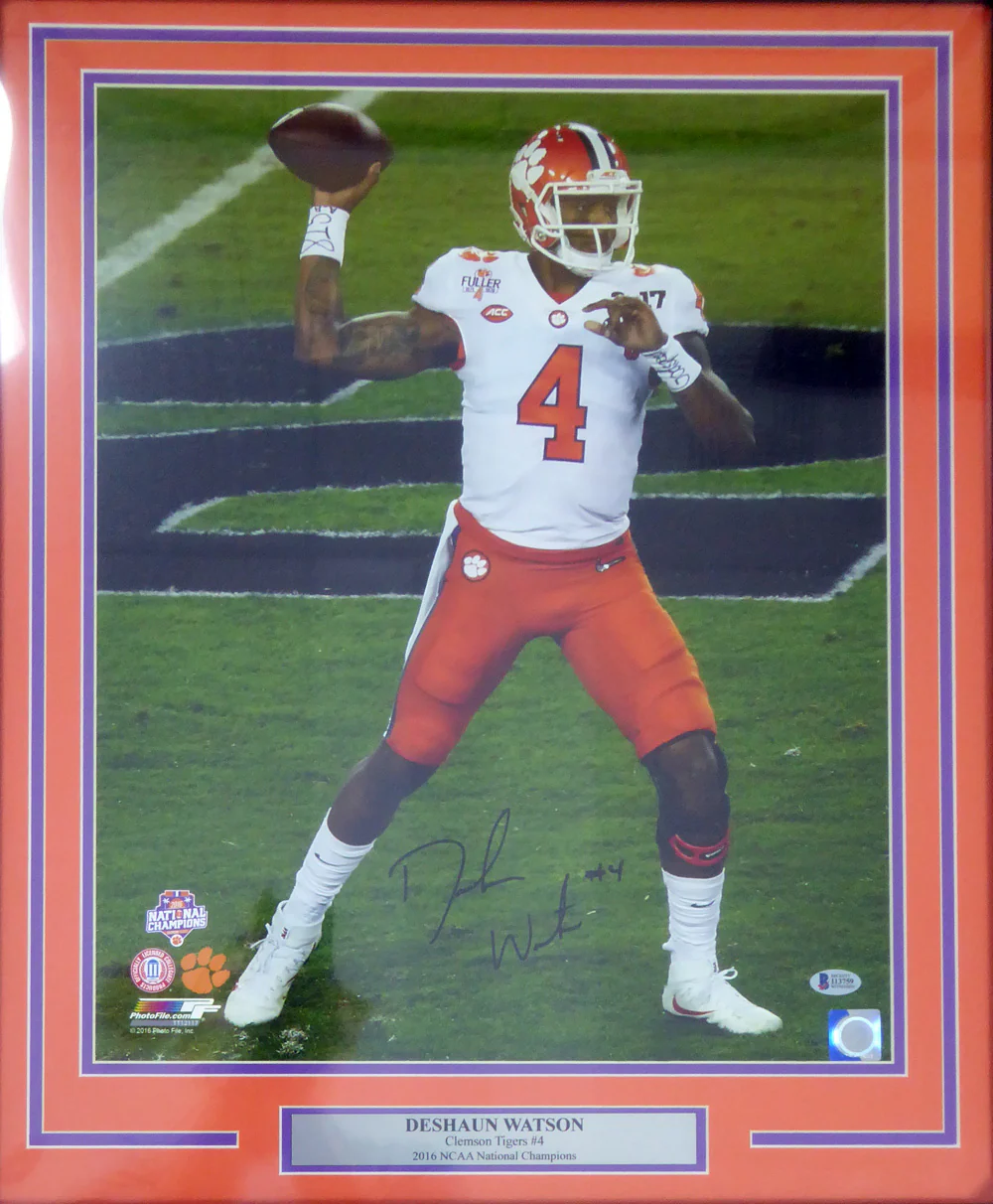 Deshaun Watson Autographed Framed 16x20 Photo Clemson Tigers Beckett BAS Stock #123721 - Image 2