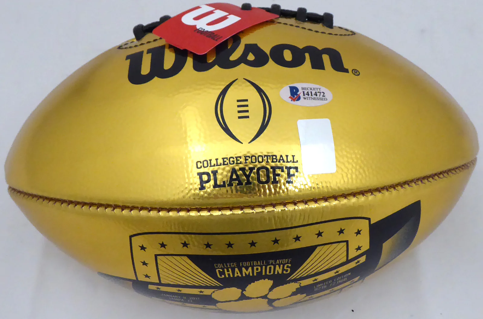 Deshaun Watson Autographed Wilson Gold Limited Edition Clemson Tigers National Champions Football (Smudged) Beckett BAS #I41472 - Image 5
