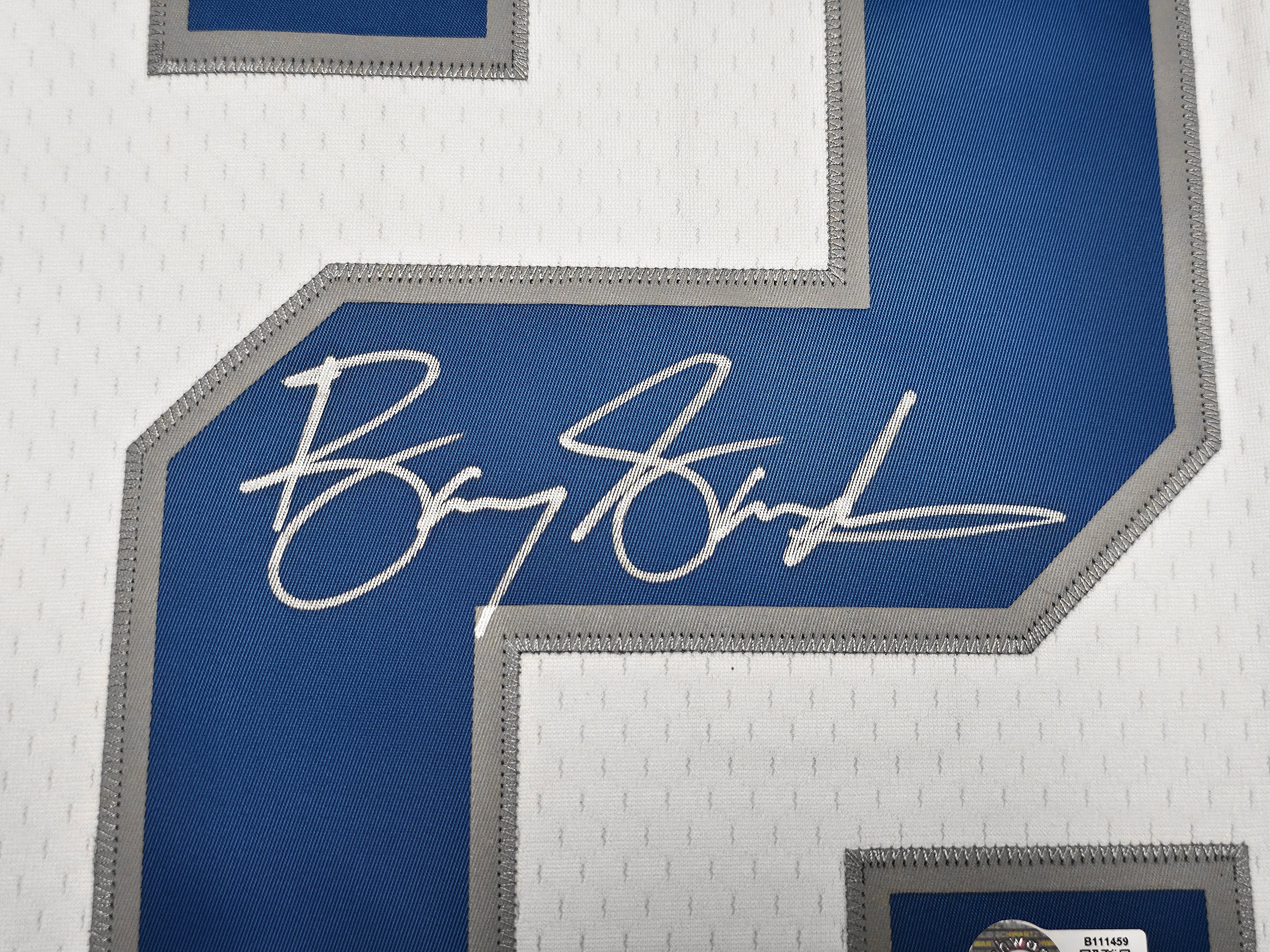Detroit Lions Barry Sanders Autographed White Authentic Mitchell & Ness 1996 NFL Legacy Throwback Jersey Size 44 Beckett BAS QR Stock #260153 - Image 4