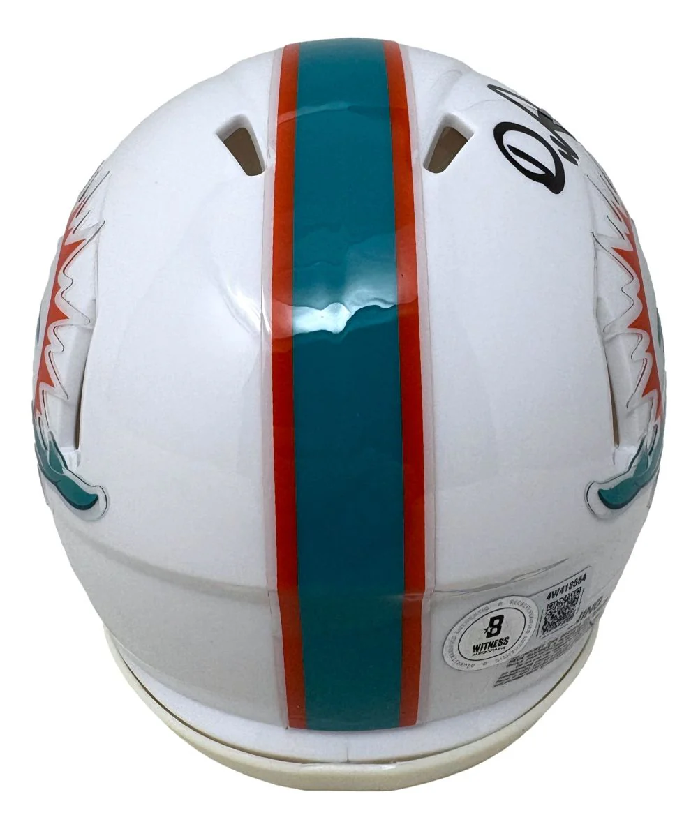 De'Von Achane Signed Miami Dolphins Mini Speed Helmet BAS - Image 2