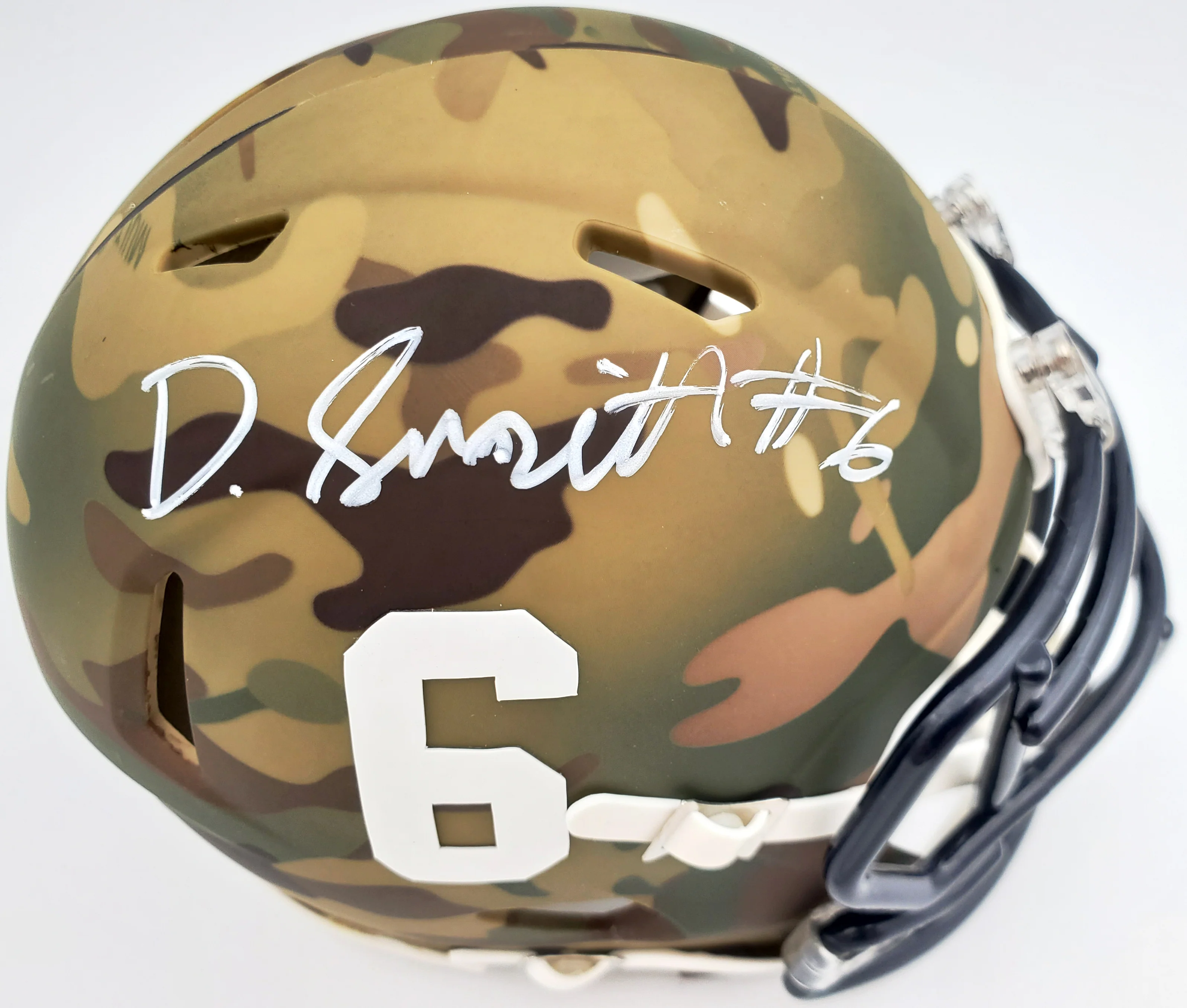 Devonta Smith Autographed Alabama Crimson Tide Camo Speed Mini Helmet Beckett BAS Stock #191111 - Image 2