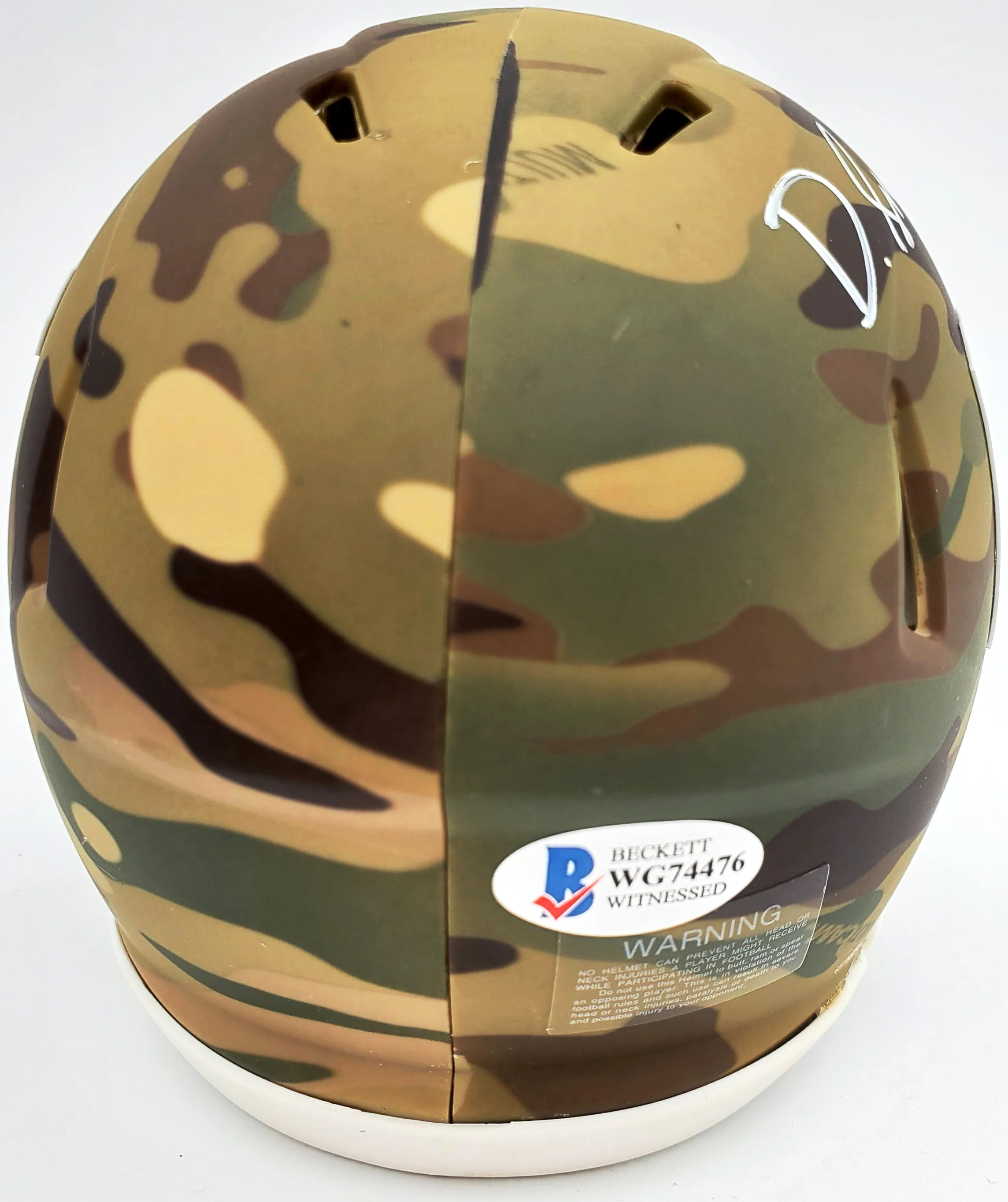 Devonta Smith Autographed Alabama Crimson Tide Camo Speed Mini Helmet Beckett BAS Stock #191111 - Image 3