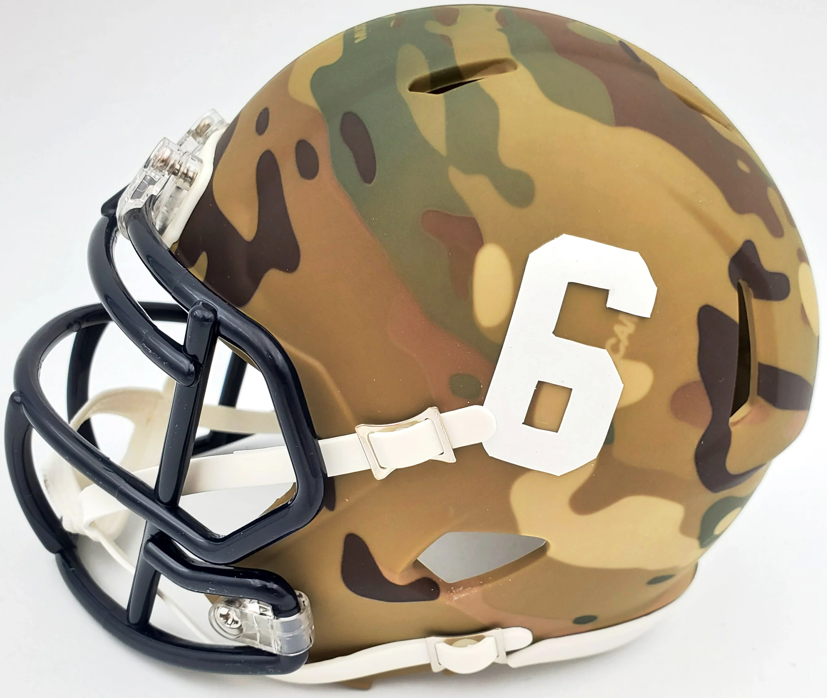 Devonta Smith Autographed Alabama Crimson Tide Camo Speed Mini Helmet Beckett BAS Stock #191111 - Image 4