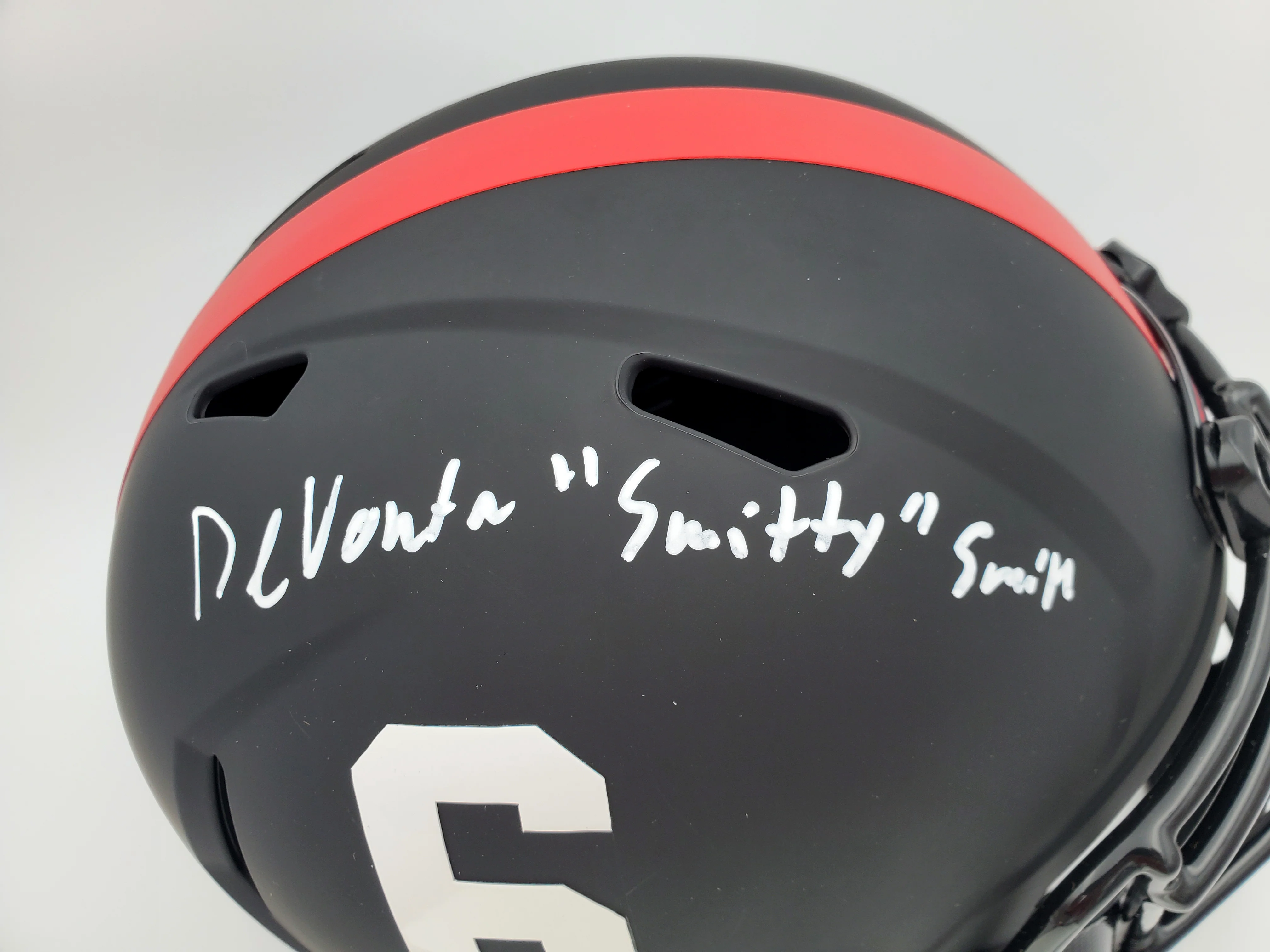Devonta Smith Autographed Alabama Crimson Tide Eclipse Black Full Size Replica Speed Helmet "Smitty" Beckett BAS Stock #191974 - Image 2