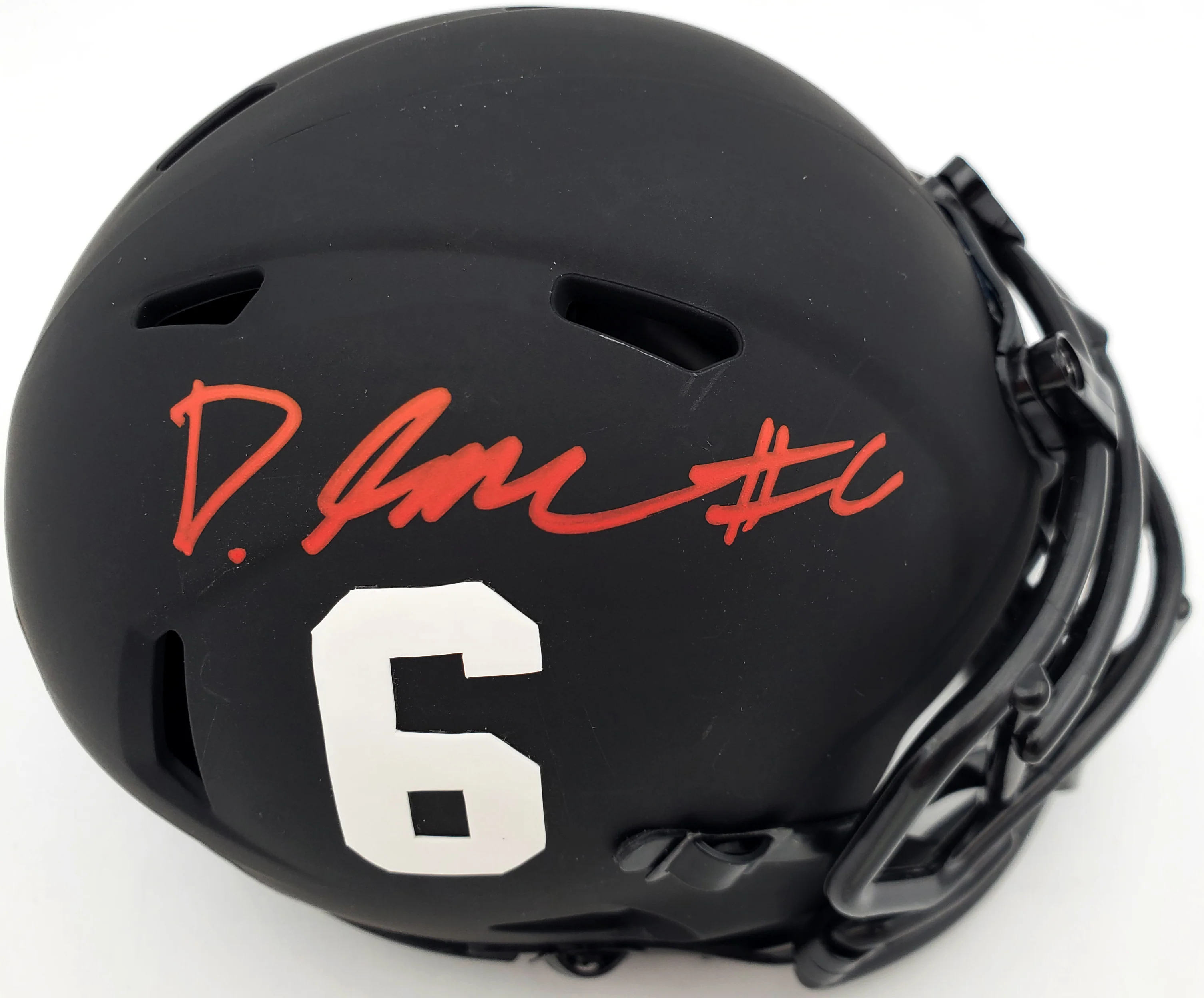 Devonta Smith Autographed Alabama Crimson Tide Eclipse Black Speed Mini Helmet Beckett BAS Stock #191980 - Image 2
