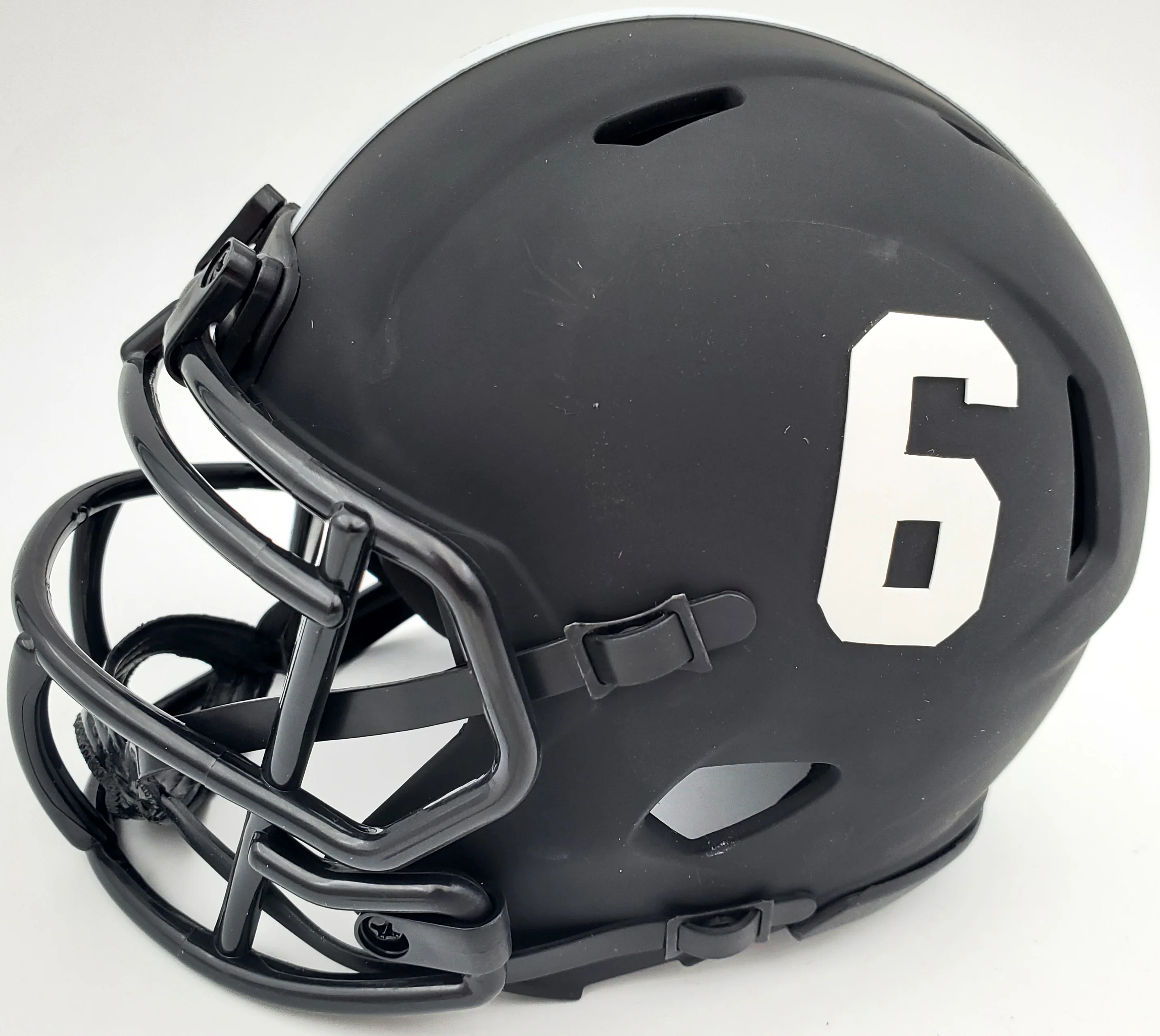 Devonta Smith Autographed Eclipse Black Alabama Crimson Tide Speed Mini Helmet Beckett BAS Stock #189550 - Image 4