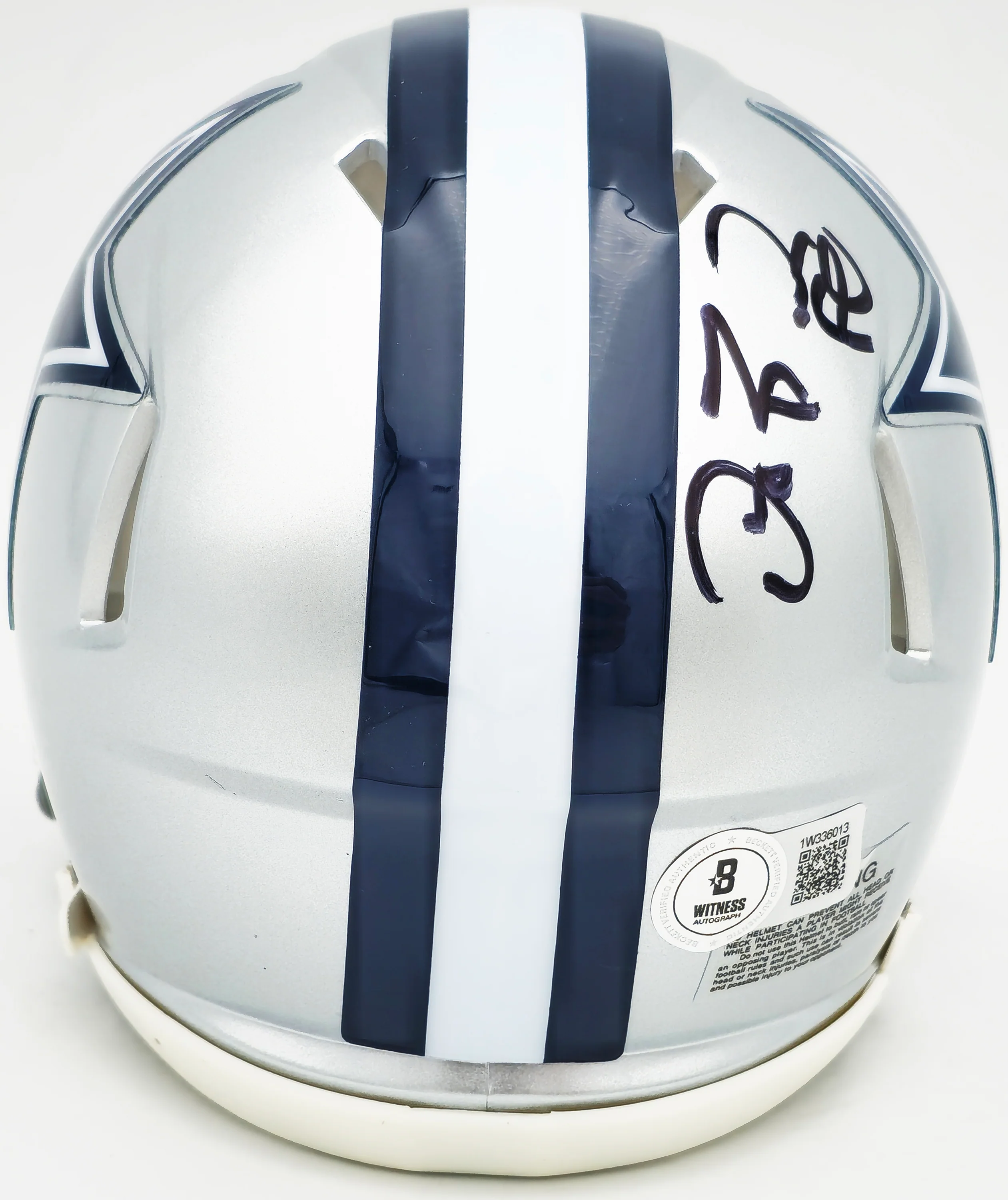 Dez Bryant Autographed Dallas Cowboys Silver Speed Mini Helmet Beckett BAS Witness Stock #230224 - Image 4