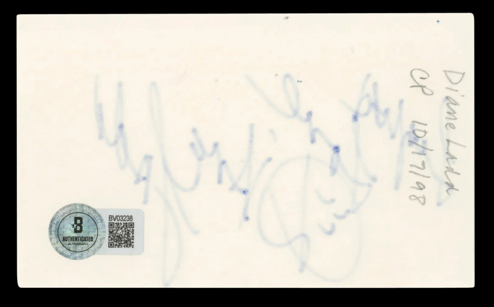 Diane Ladd Alice Doesn't Live Here Anymore Signed 3x5 Index Card BAS #BV03238 - Image 3