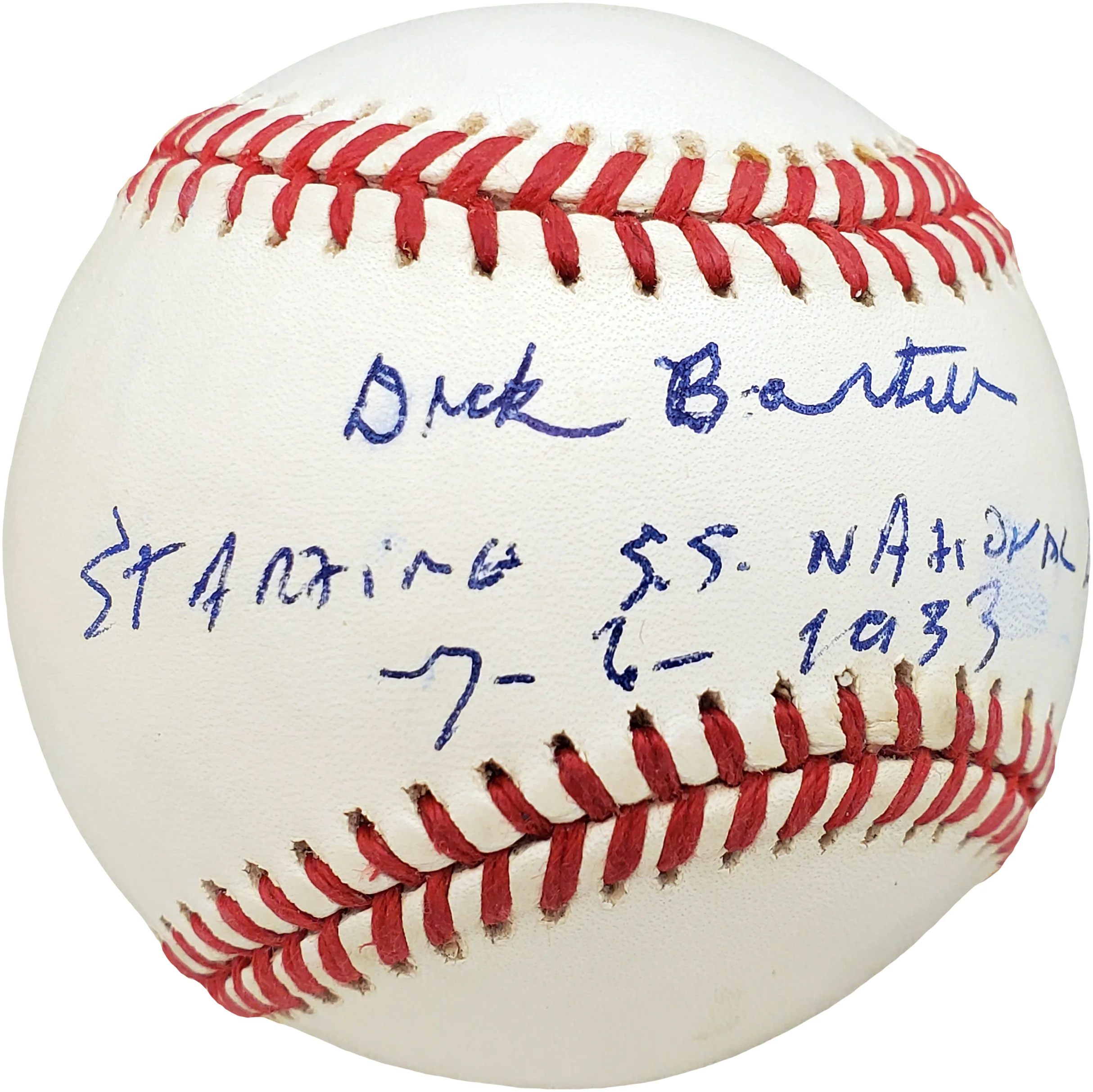Dick Bartell Autographed Official NL Baseball New York Giants "Starting SS National League 7-6--33" Beckett BAS #V68025 - Image 2