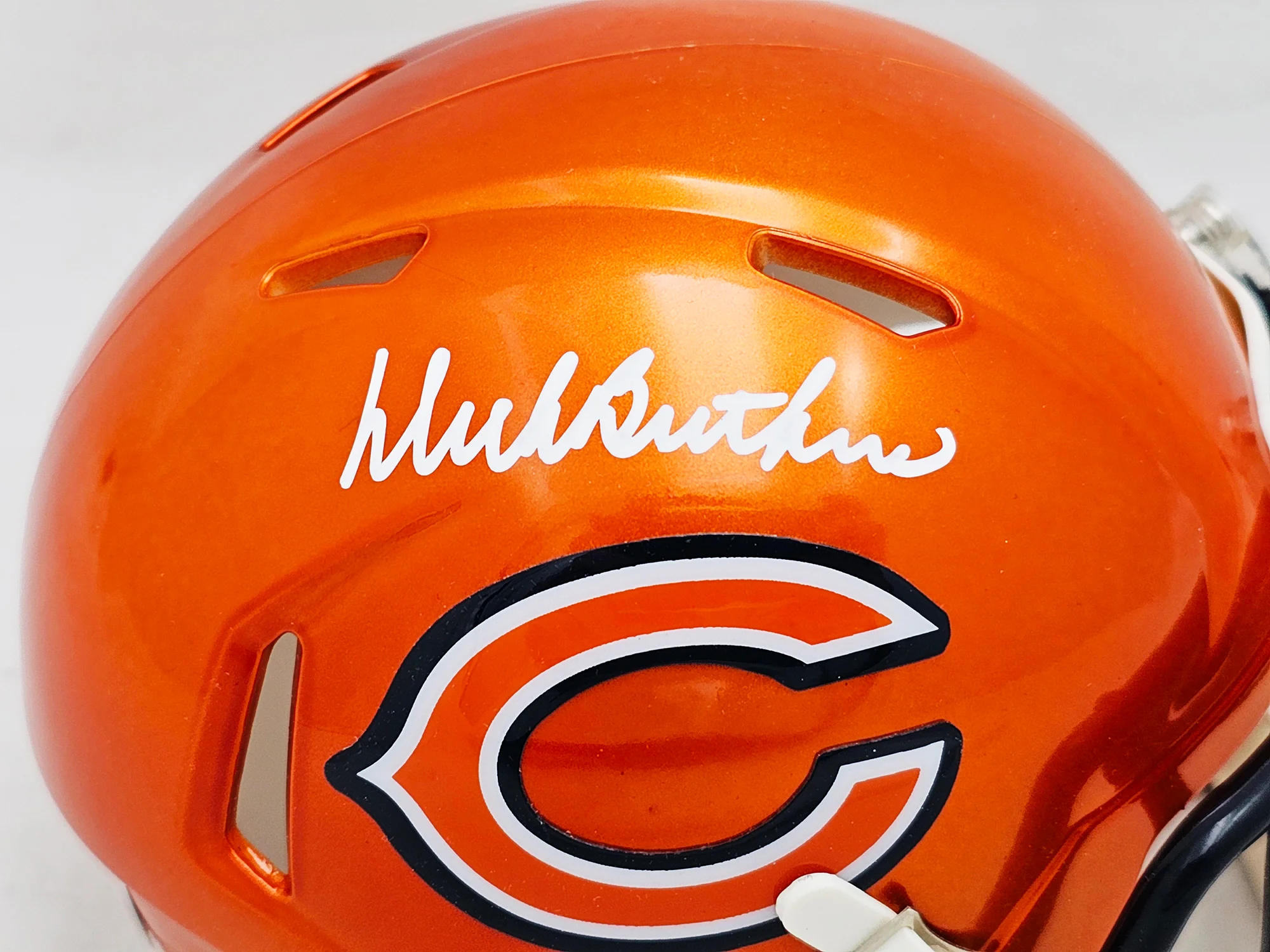 Dick Butkus Autographed Chicago Bears Flash Orange Speed Mini Helmet Beckett BAS Witness Stock #214945 - Image 2