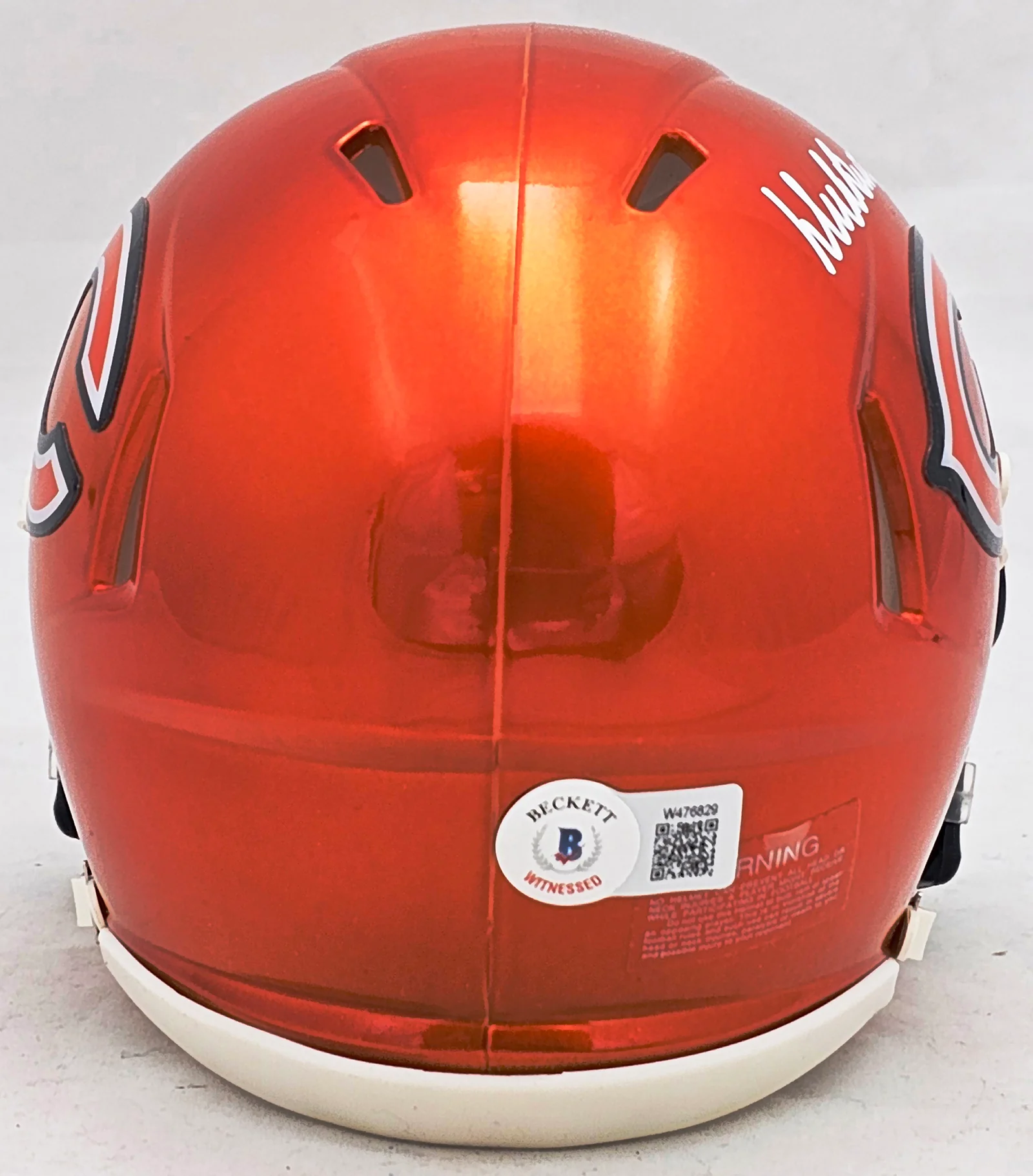 Dick Butkus Autographed Chicago Bears Flash Orange Speed Mini Helmet Beckett BAS Witness Stock #214945 - Image 4