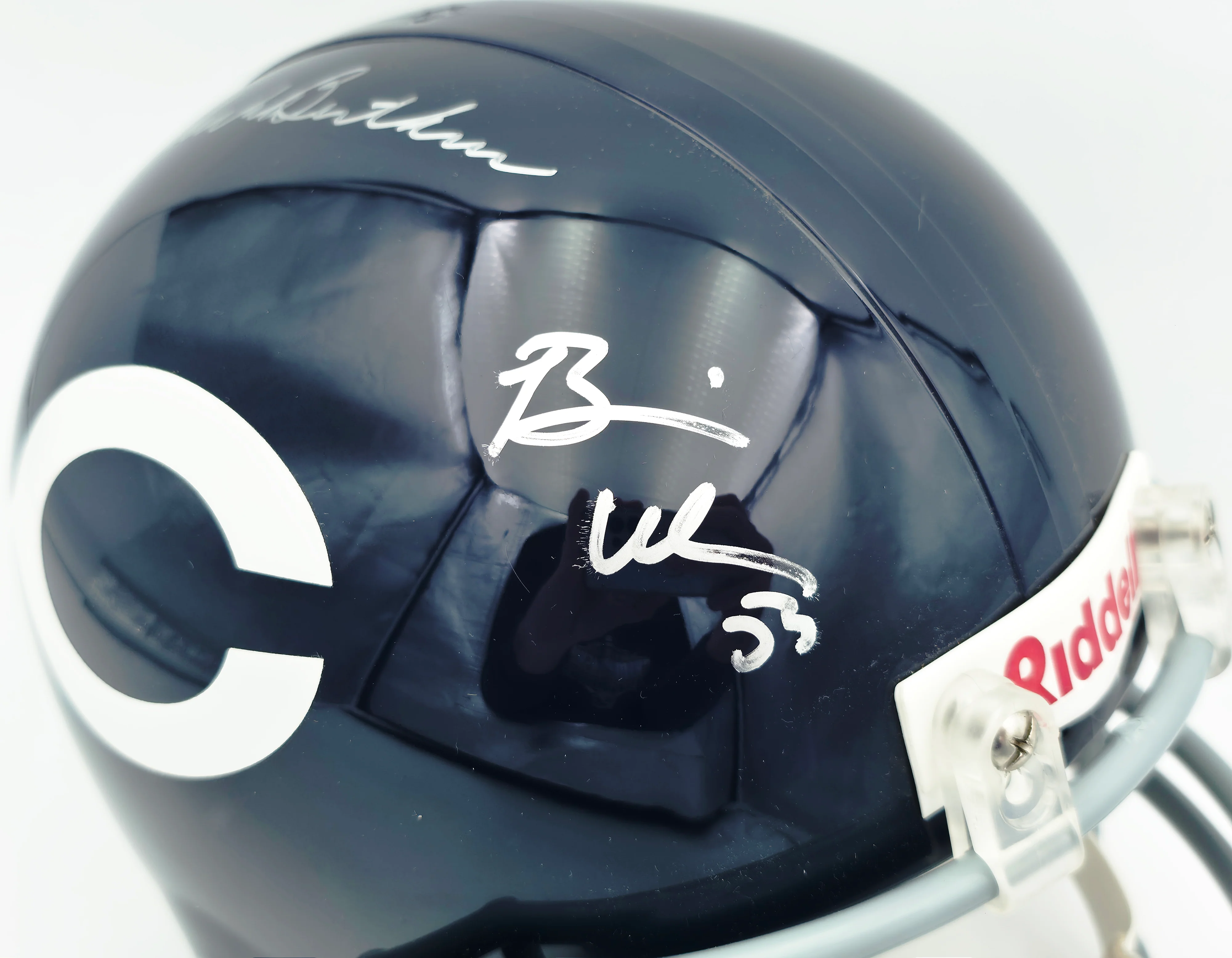 Dick Butkus, Mike Singletary and Brian Urlacher Autographed Chicago Bears Blue Full Size Replica Helmet "HOF" #40/500 Beckett BAS #G05473 - Image 3