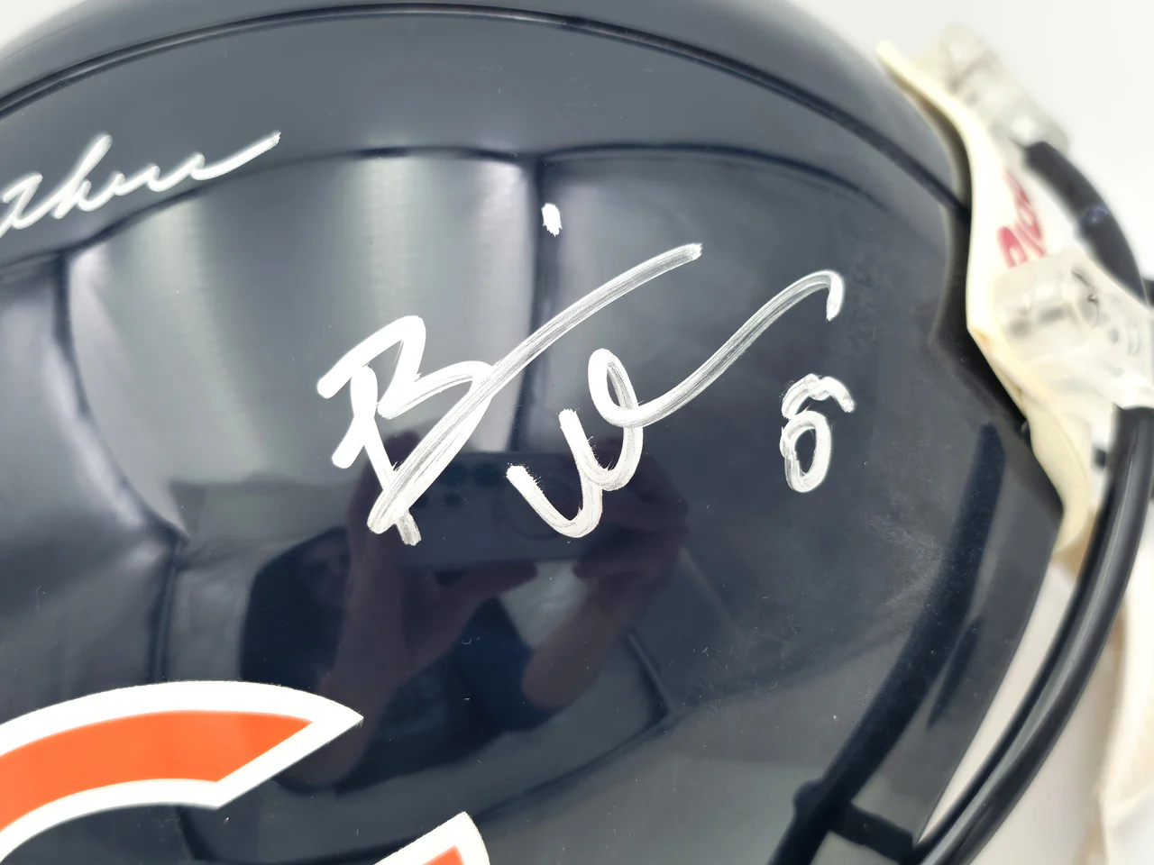 Dick Butkus, Mike Singletary and Brian Urlacher Autographed Chicago Bears Blue Full Size Speed Authentic Helmet Beckett BAS Stock #261936 - Image 3
