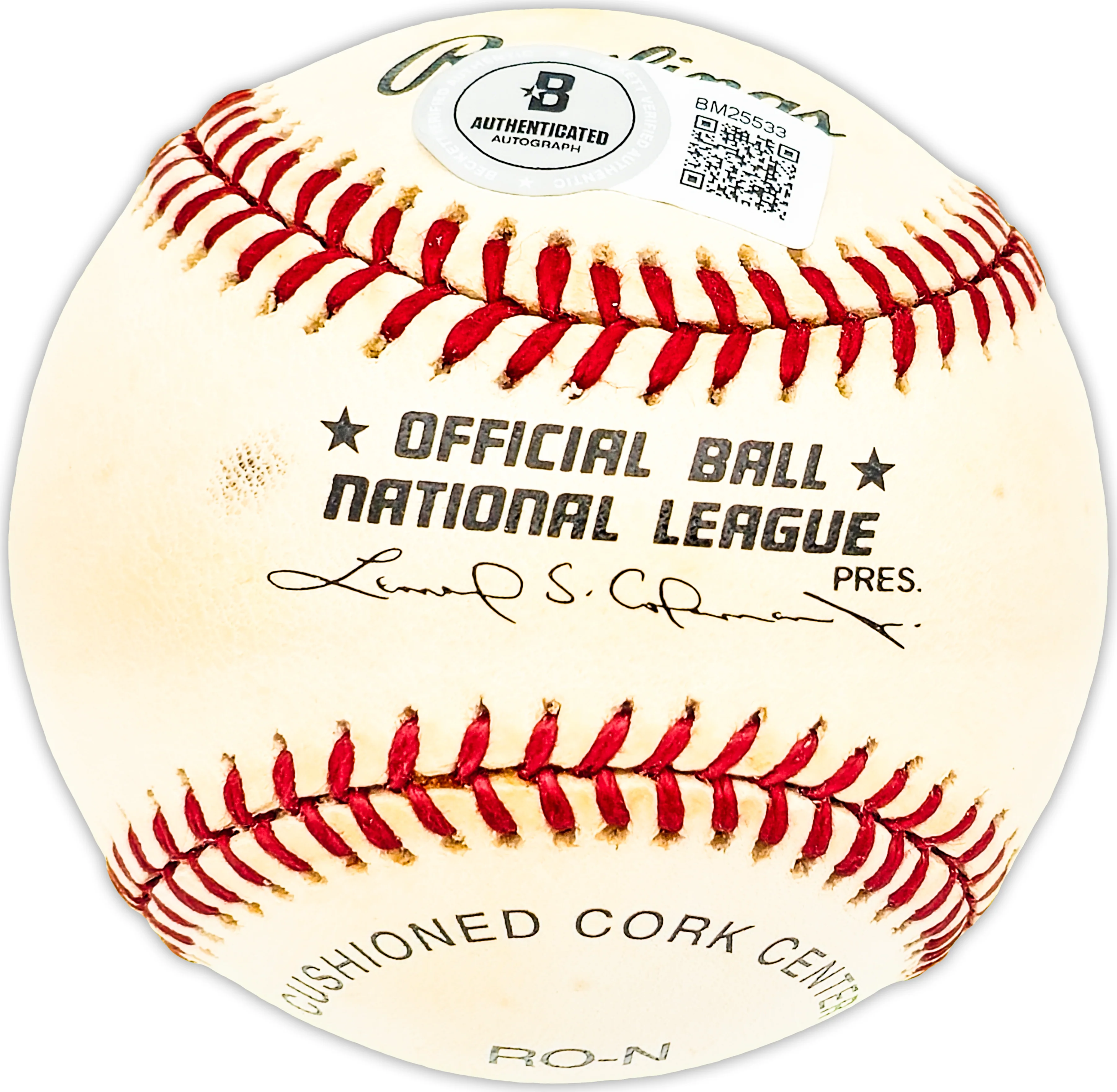 Dick Schaap Autographed Official NL Baseball Sportswriter Broadcaster Beckett BAS QR #BM25533 - Image 2