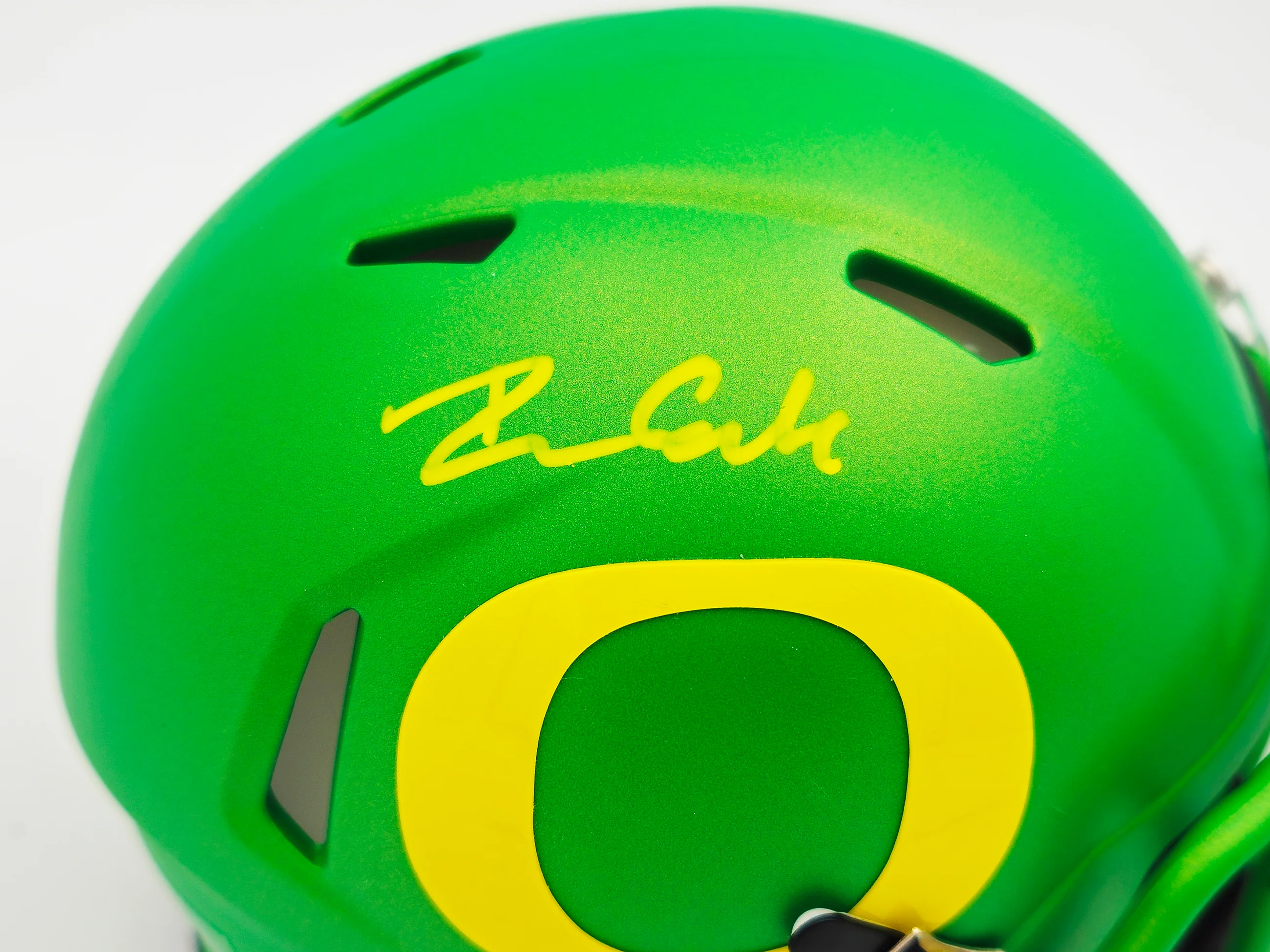 Dillon Gabriel Autographed Oregon Ducks Apple Green Speed Mini Helmet Beckett BAS Witness Stock #235759 - Image 2