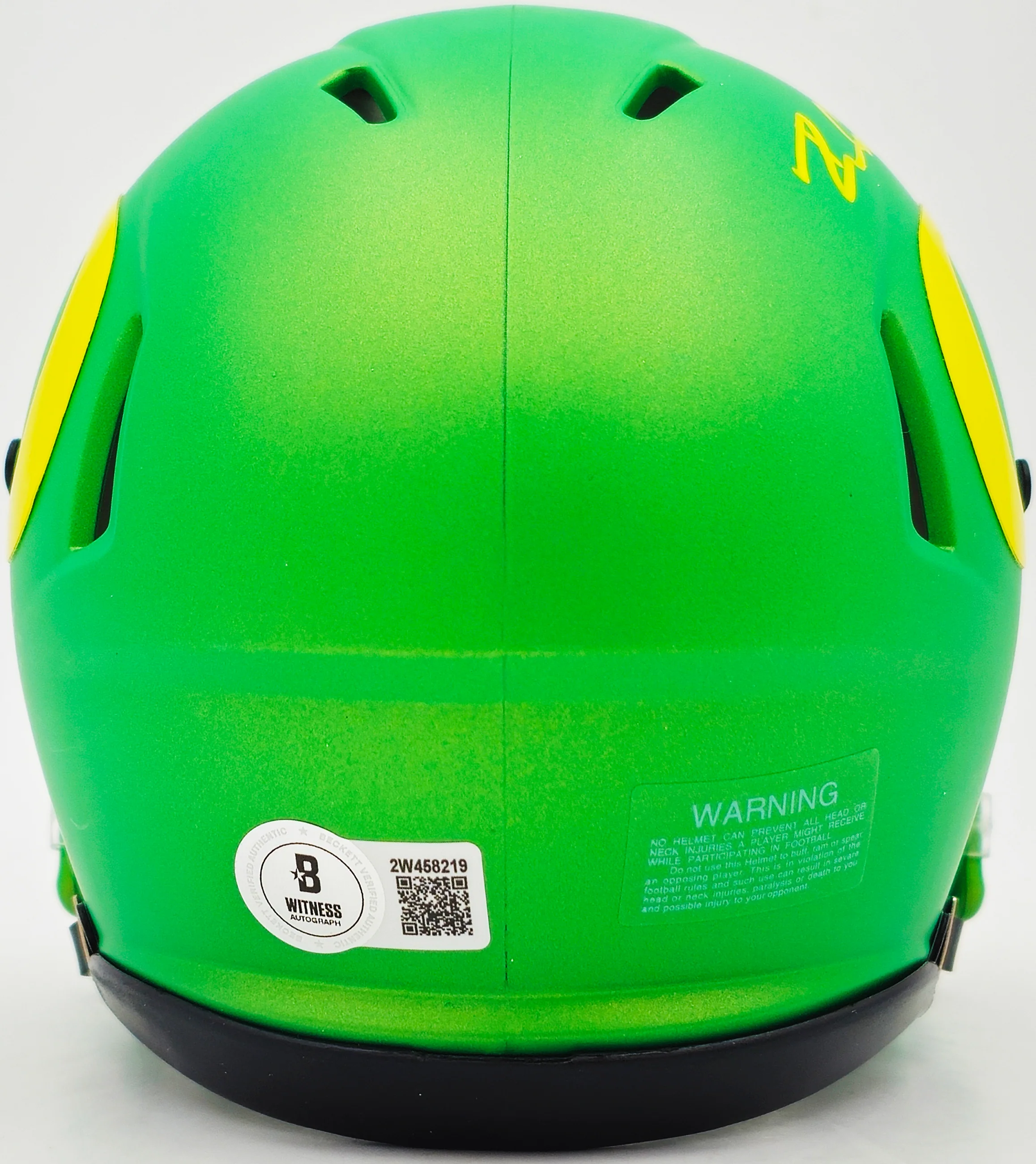 Dillon Gabriel Autographed Oregon Ducks Apple Green Speed Mini Helmet Beckett BAS Witness Stock #235759 - Image 4