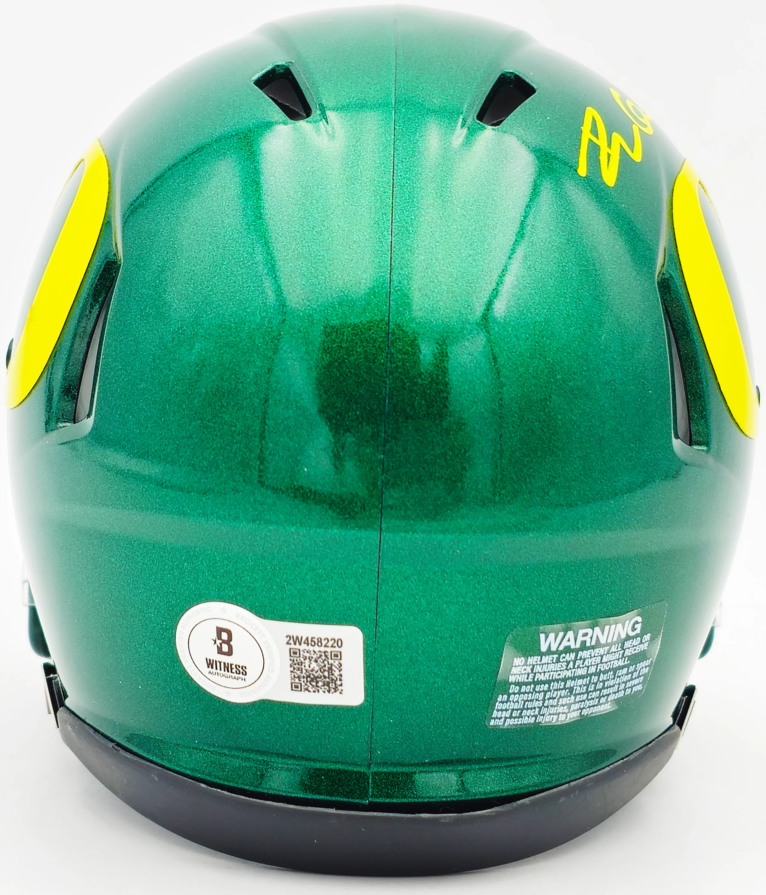 Dillon Gabriel Autographed Oregon Ducks Green Speed Mini Helmet Beckett BAS Witness Stock #235761 - Image 4