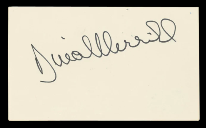 Dina Merrill Operation Petticoat Authentic Signed 3x5 Index Card BAS #BV03094