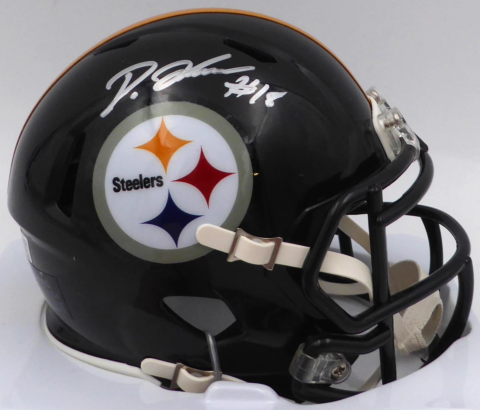 Diontae Johnson Autographed Black Speed Mini Helmet Pittsburgh Steelers Fanatics Holo #B789069