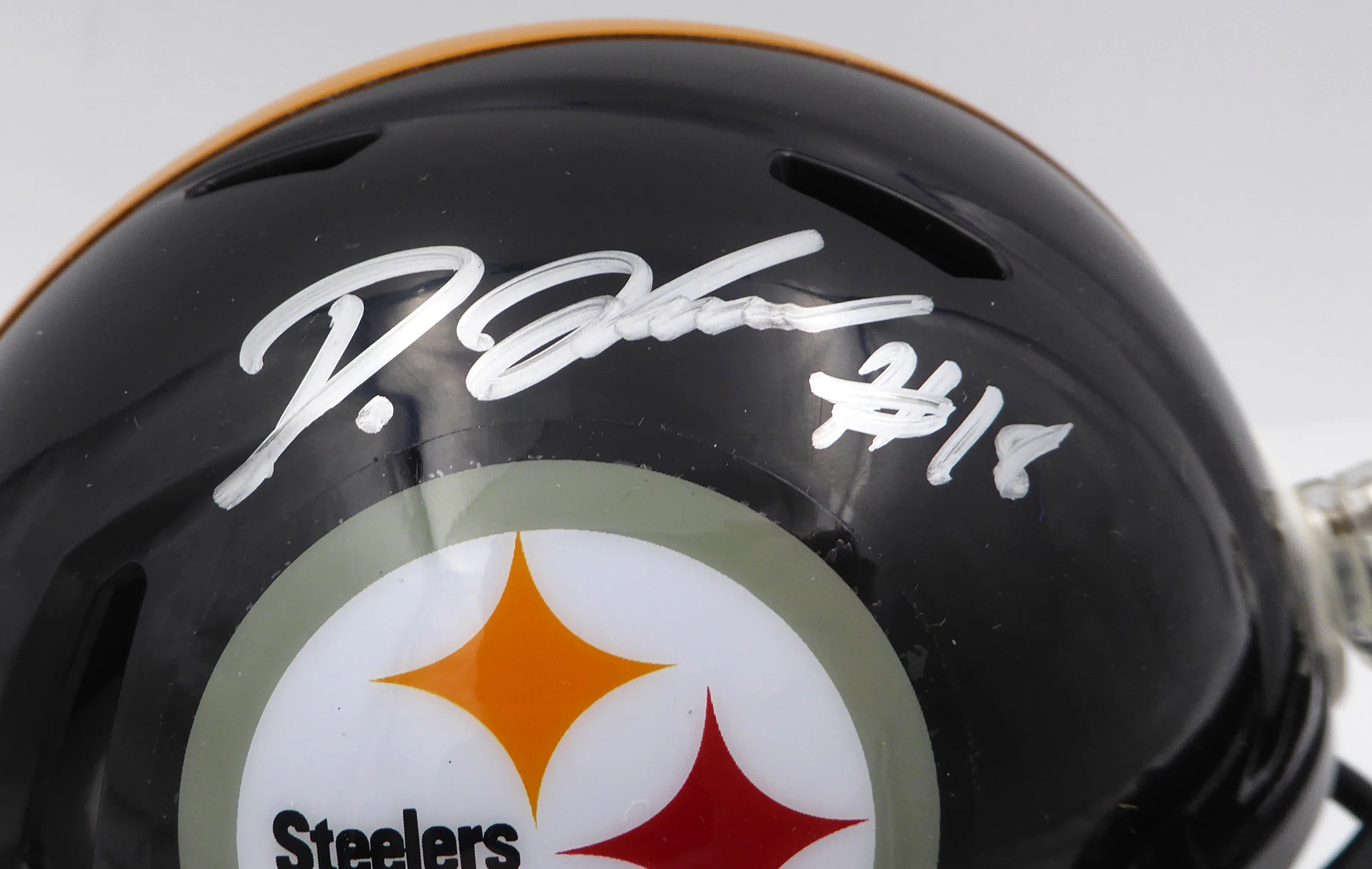 Diontae Johnson Autographed Black Speed Mini Helmet Pittsburgh Steelers Fanatics Holo #B789069 - Image 2