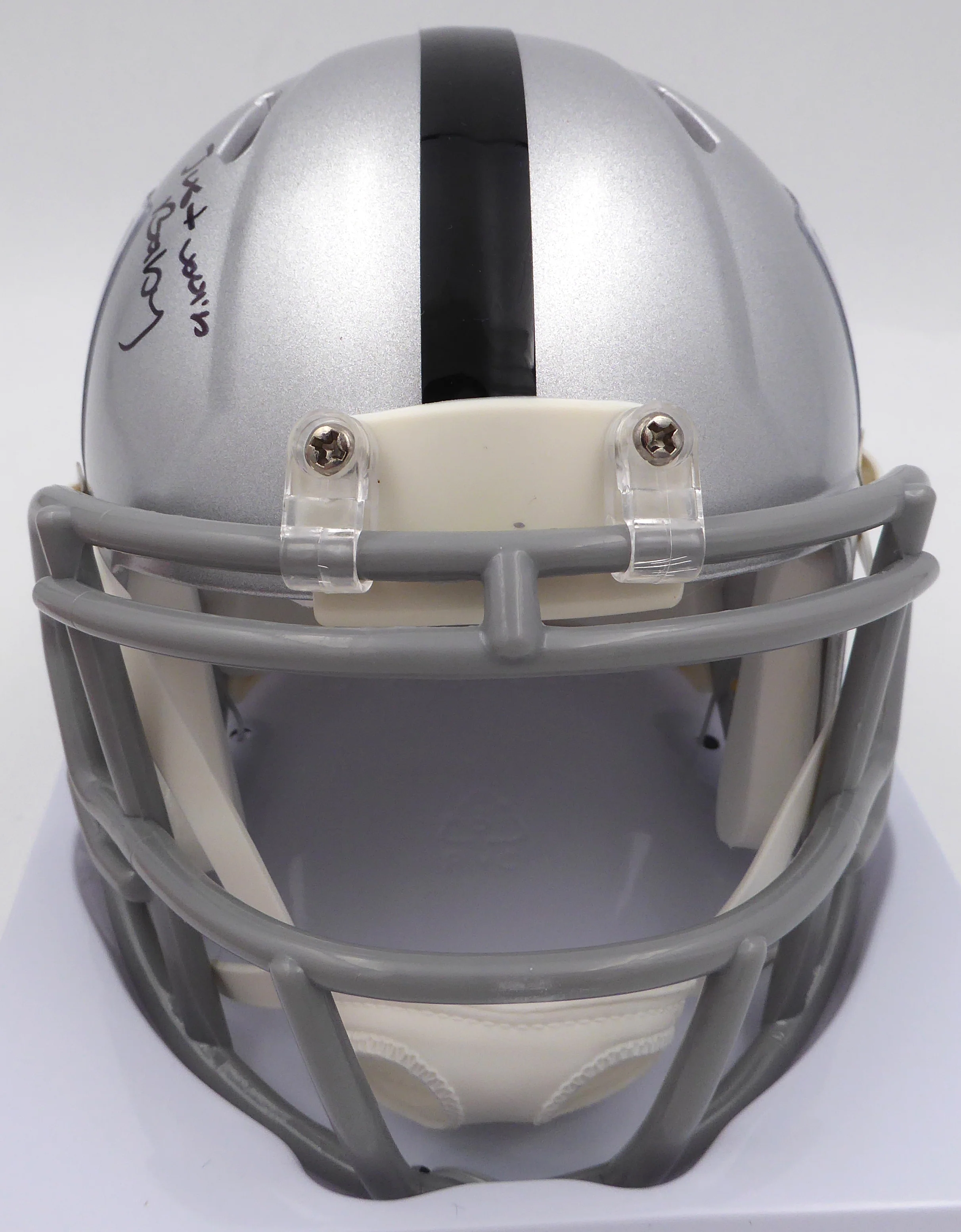 DJ D.J. Turner Autographed Las Vegas Raiders Mini Helmet "Just Win Baby" Beckett BAS QR #2W133361 - Image 4