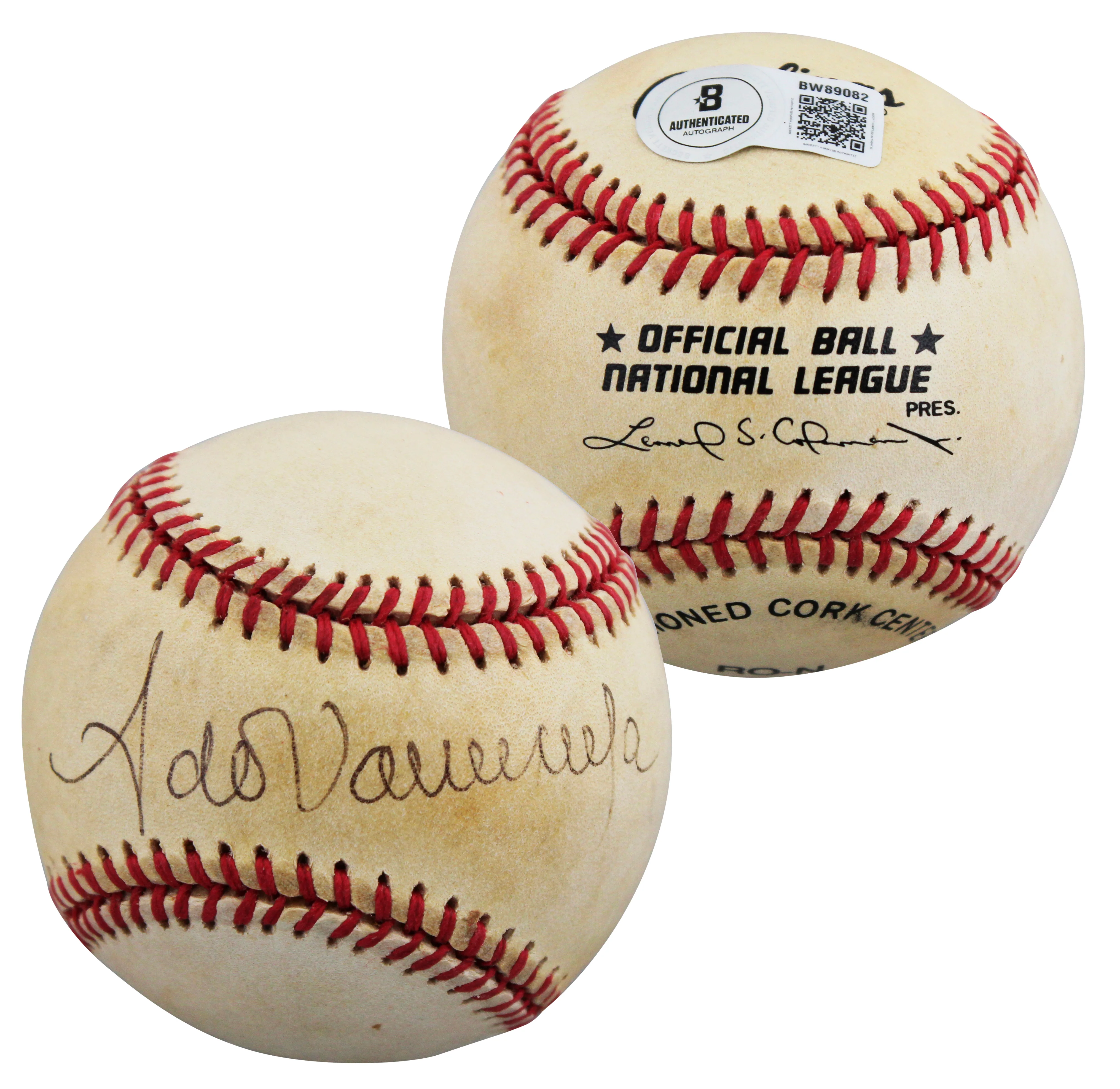 Dodgers Fernando Valenzuela Signed Leonard Coleman ONL Baseball BAS #BW89082 - Image 2