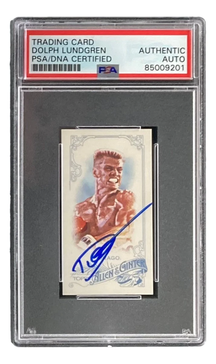 Dolph Lundgren Signed Ivan Drago 2015 Topps A&G #229 Tobacco Card PSA/DNA