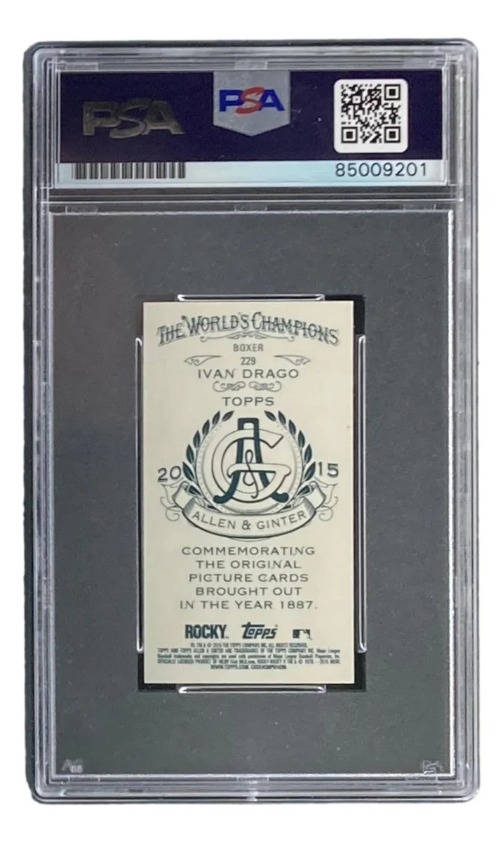 Dolph Lundgren Signed Ivan Drago 2015 Topps A&G #229 Tobacco Card PSA/DNA - Image 2