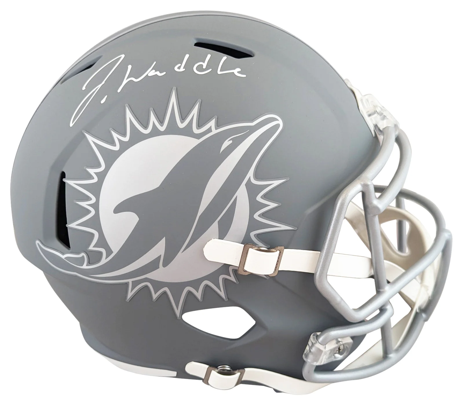 Dolphins Jaylen Waddle Signed Slate Full Size Speed Rep Helmet W/ Case Fanatics - Image 3