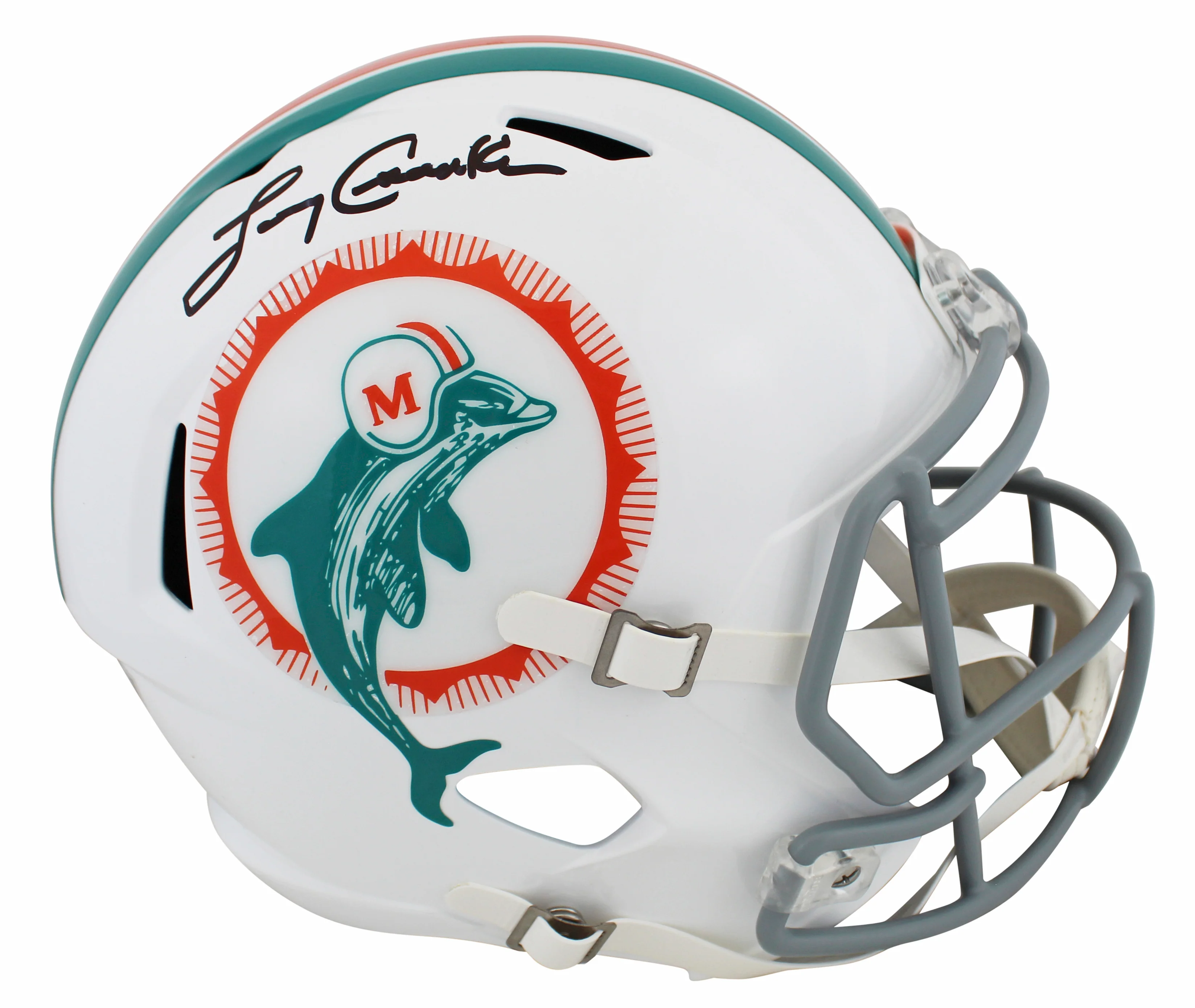 Dolphins Larry Csonka Signed 1972 TB Full Size Speed Rep Helmet W/ Case BAS W - Image 3