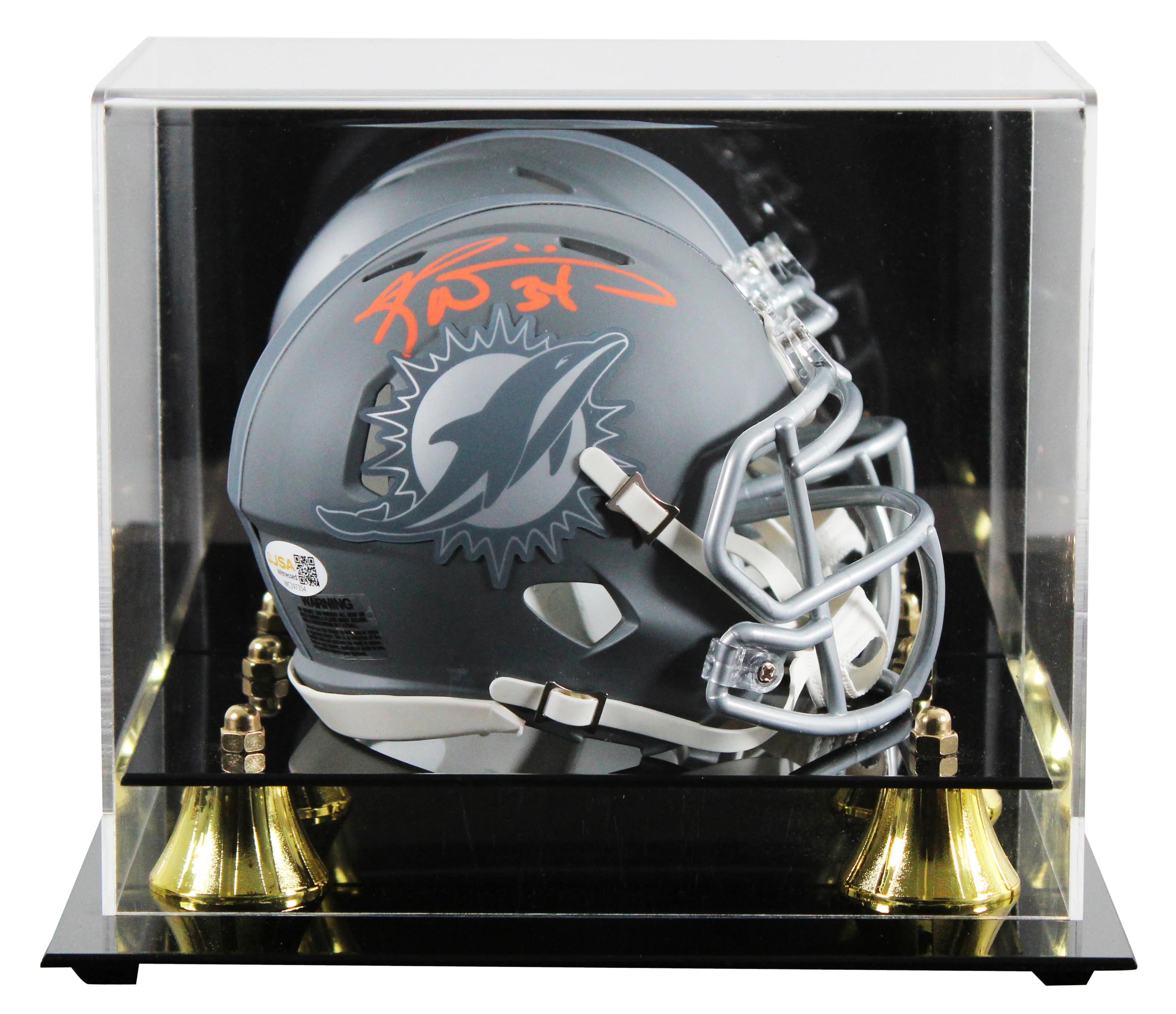 Dolphins Ricky Williams Signed Slate Speed Mini Helmet W/ Case JSA Witness