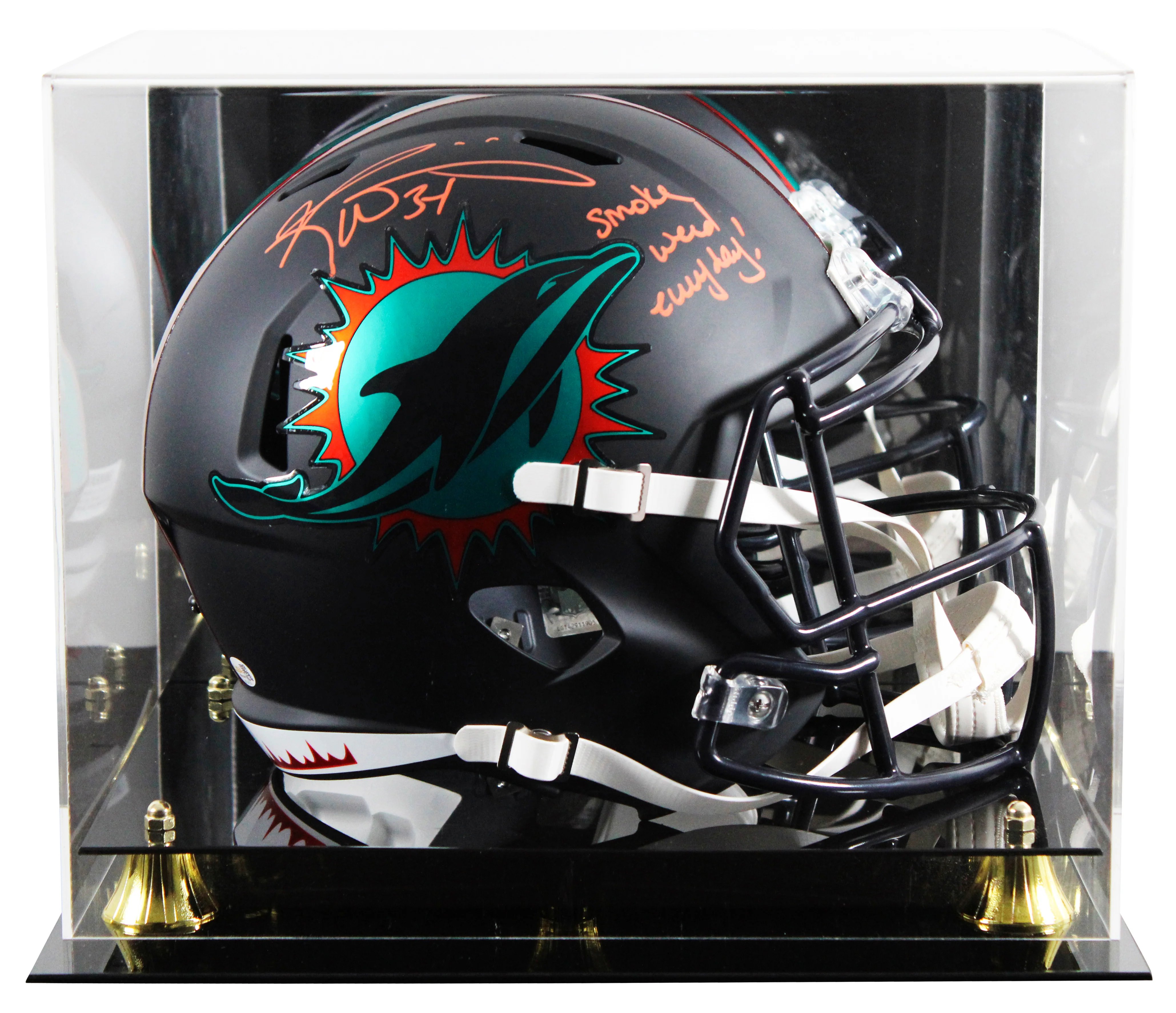 Dolphins Ricky Williams "SWE" Signed Rivalries F/S Speed Rep Helmet W/ Case JSA - Image 2